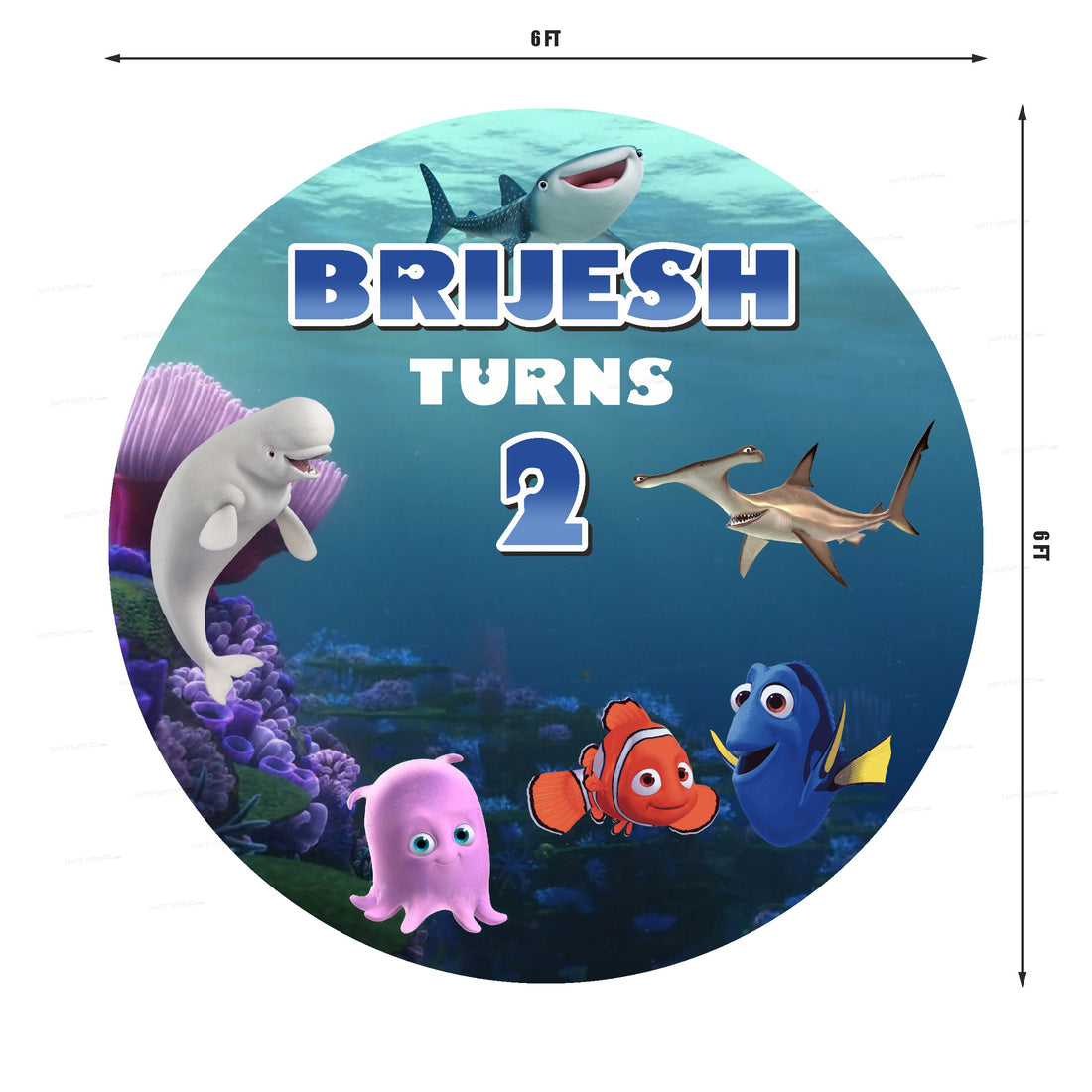 Nemo and Dory Theme Round Backdrop
