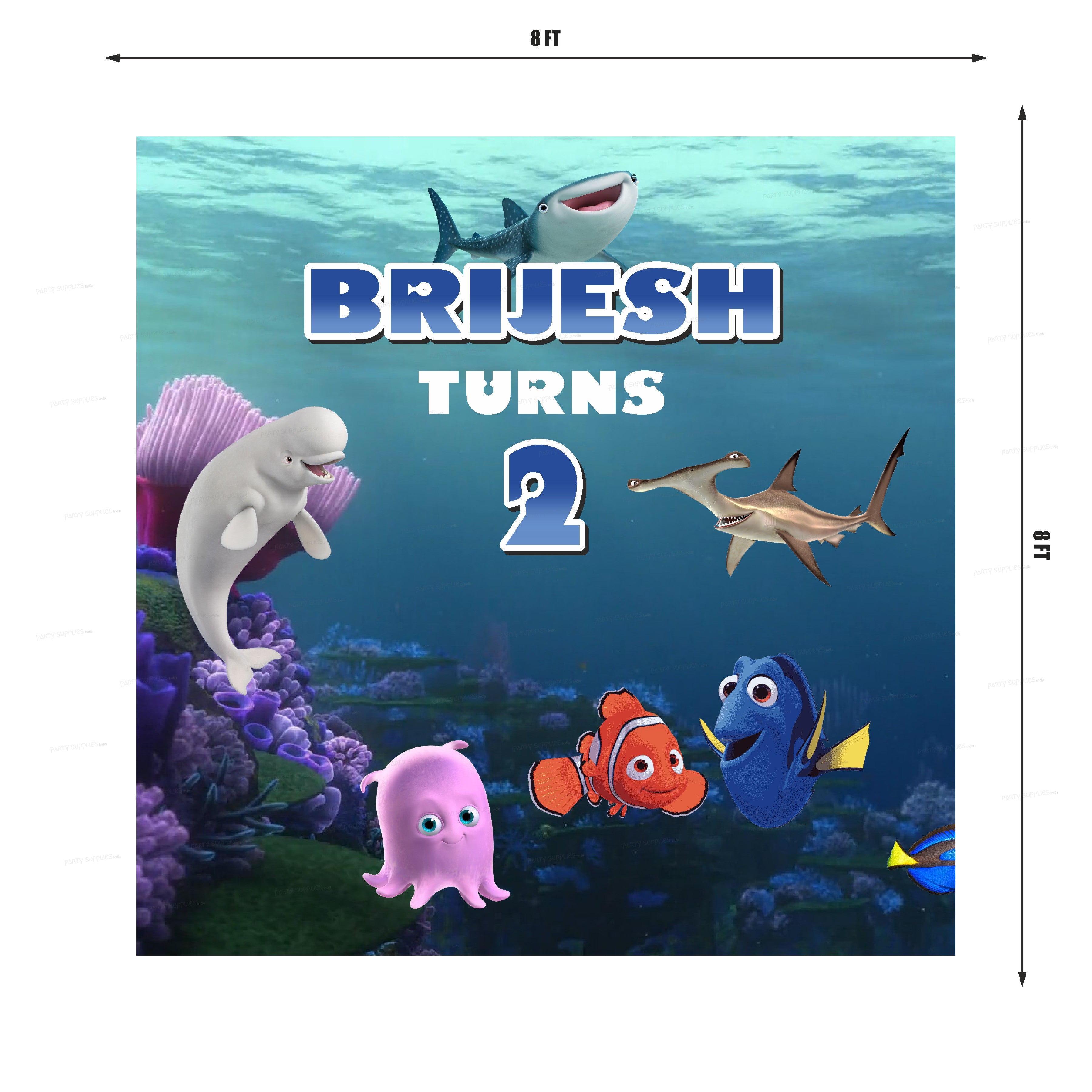 Nemo and Dory Theme Square Backdrop - image 3 of 3 | Party Supplies India