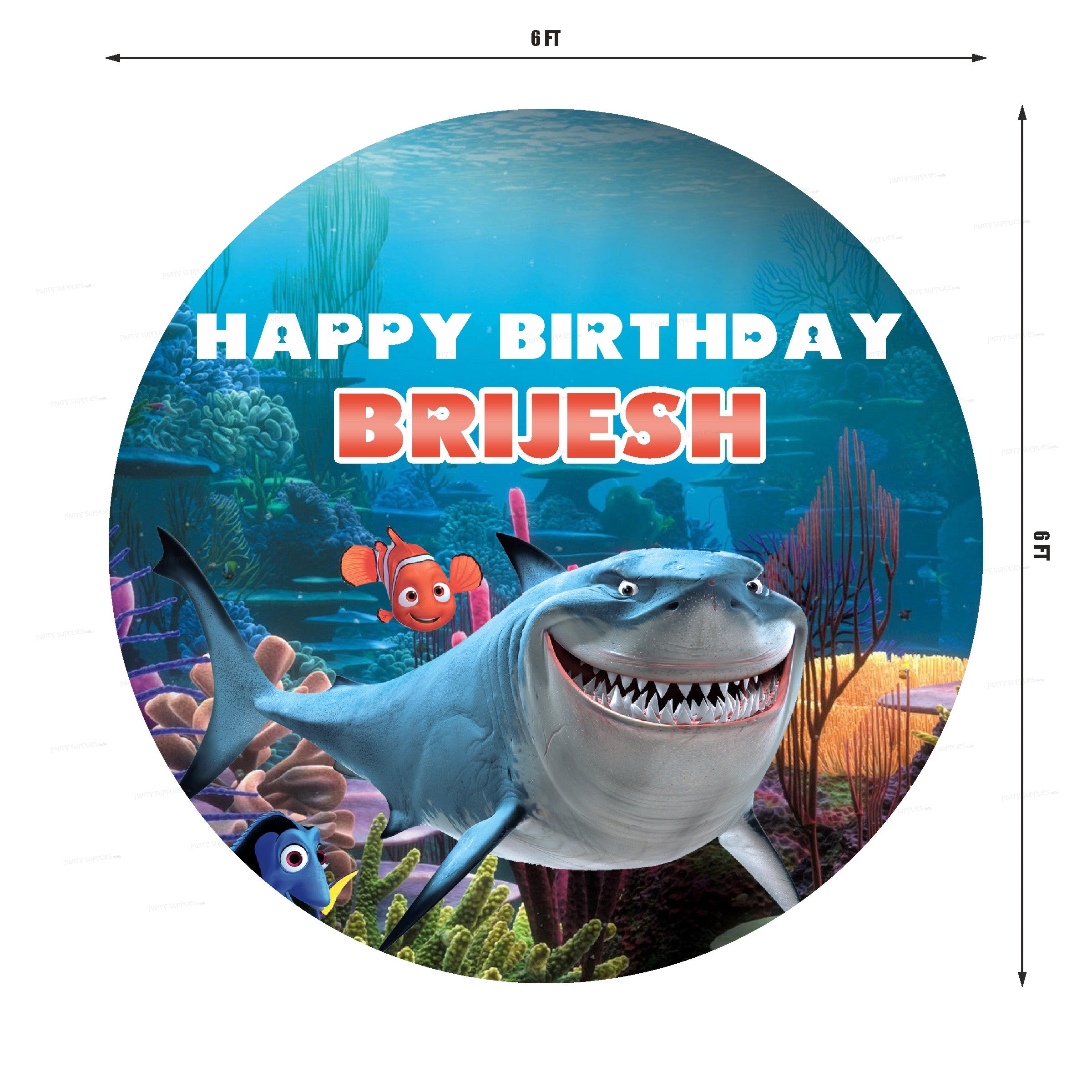 Nemo and Dory Theme Customized Round Backdrop - image 2 of 5 | Party Supplies India