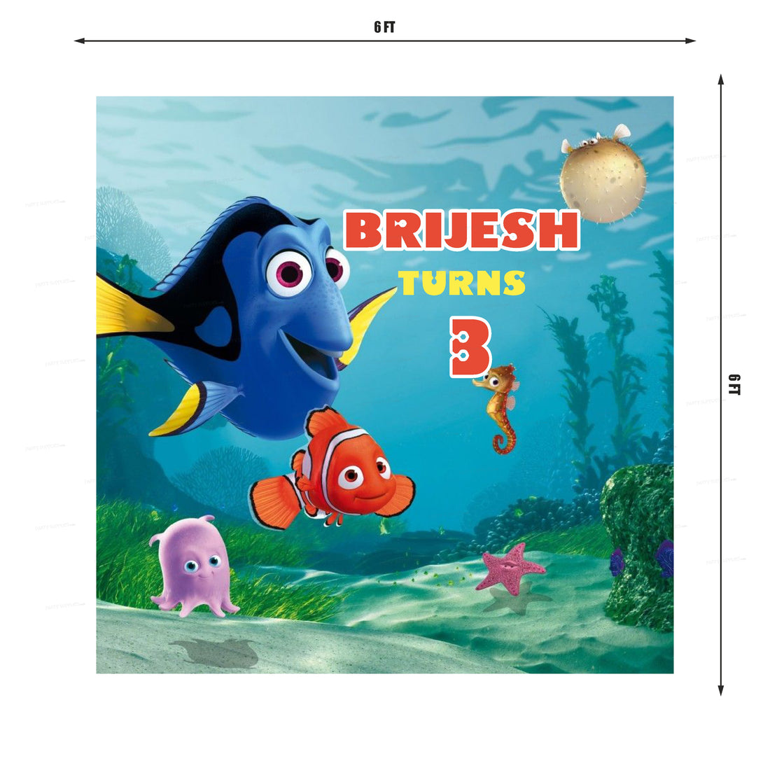 Nemo and Dory Theme Premium Square Backdrop