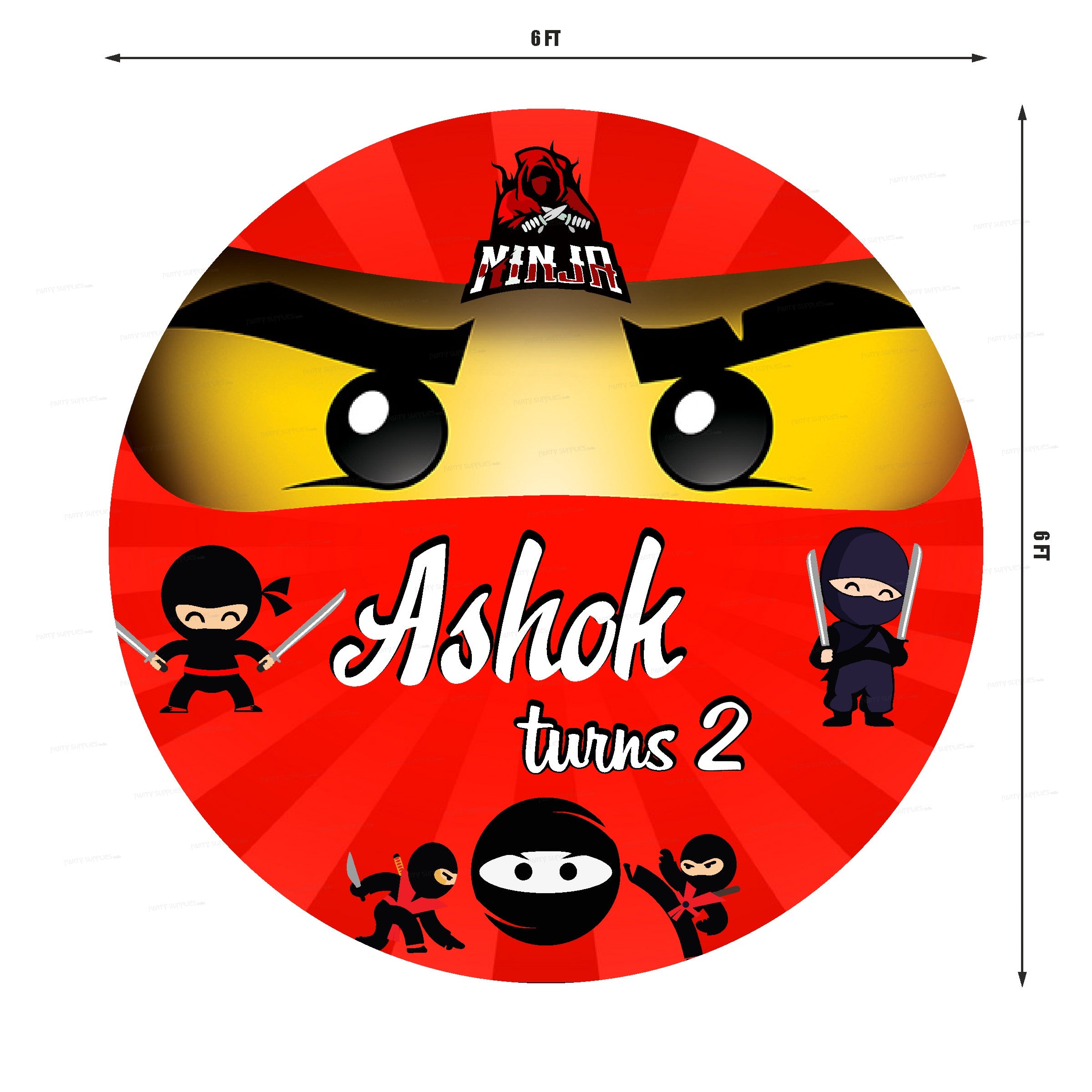 Ninja Theme Customized Round Backdrop - image 2 of 4 | Party Supplies India