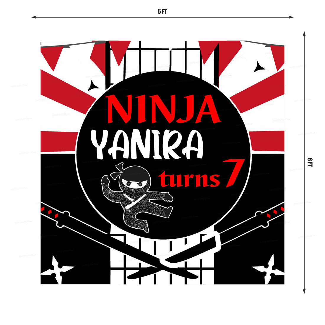 Ninja Theme Personalized Square Backdrop