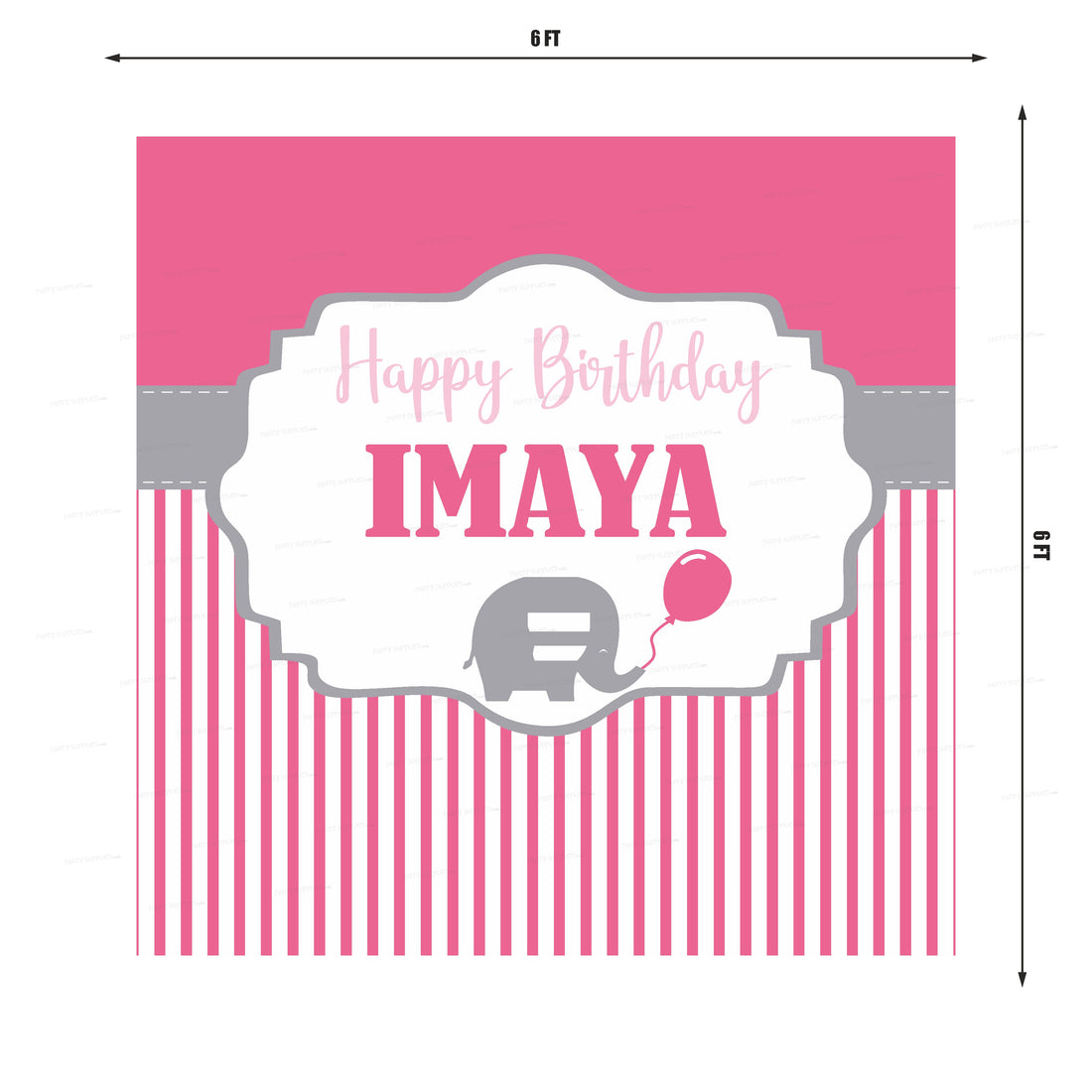 Pink Elephant Theme Square Backdrop