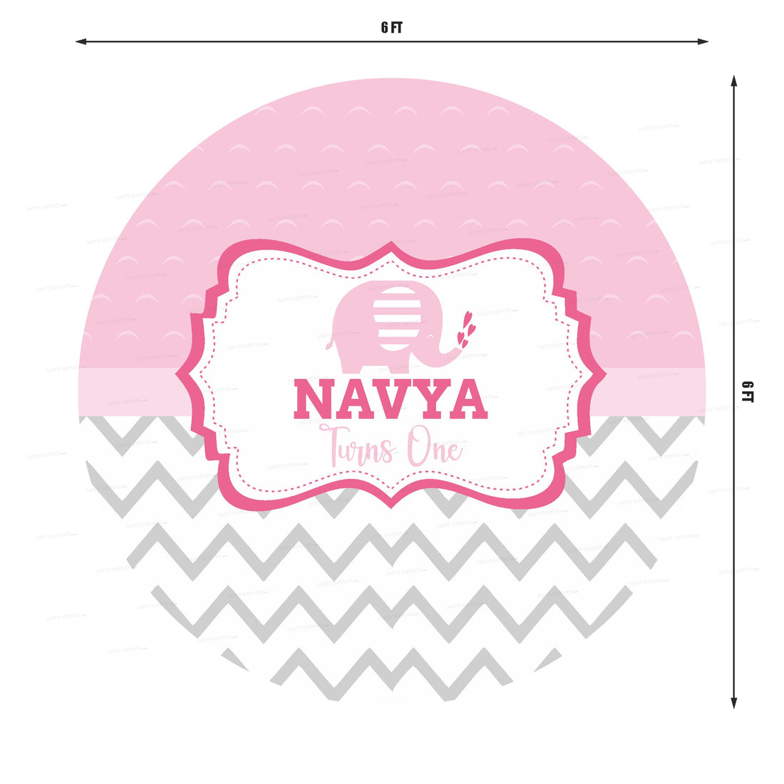 Pink Elephant Theme Customized Round Backdrop