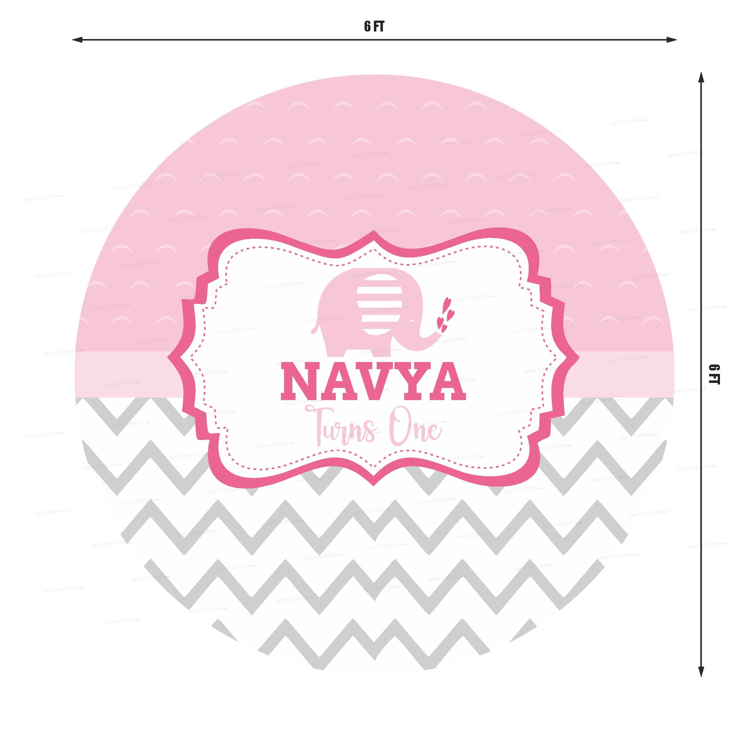 Pink Elephant Theme Customized Round Backdrop - image 2 of 4 | Party Supplies India