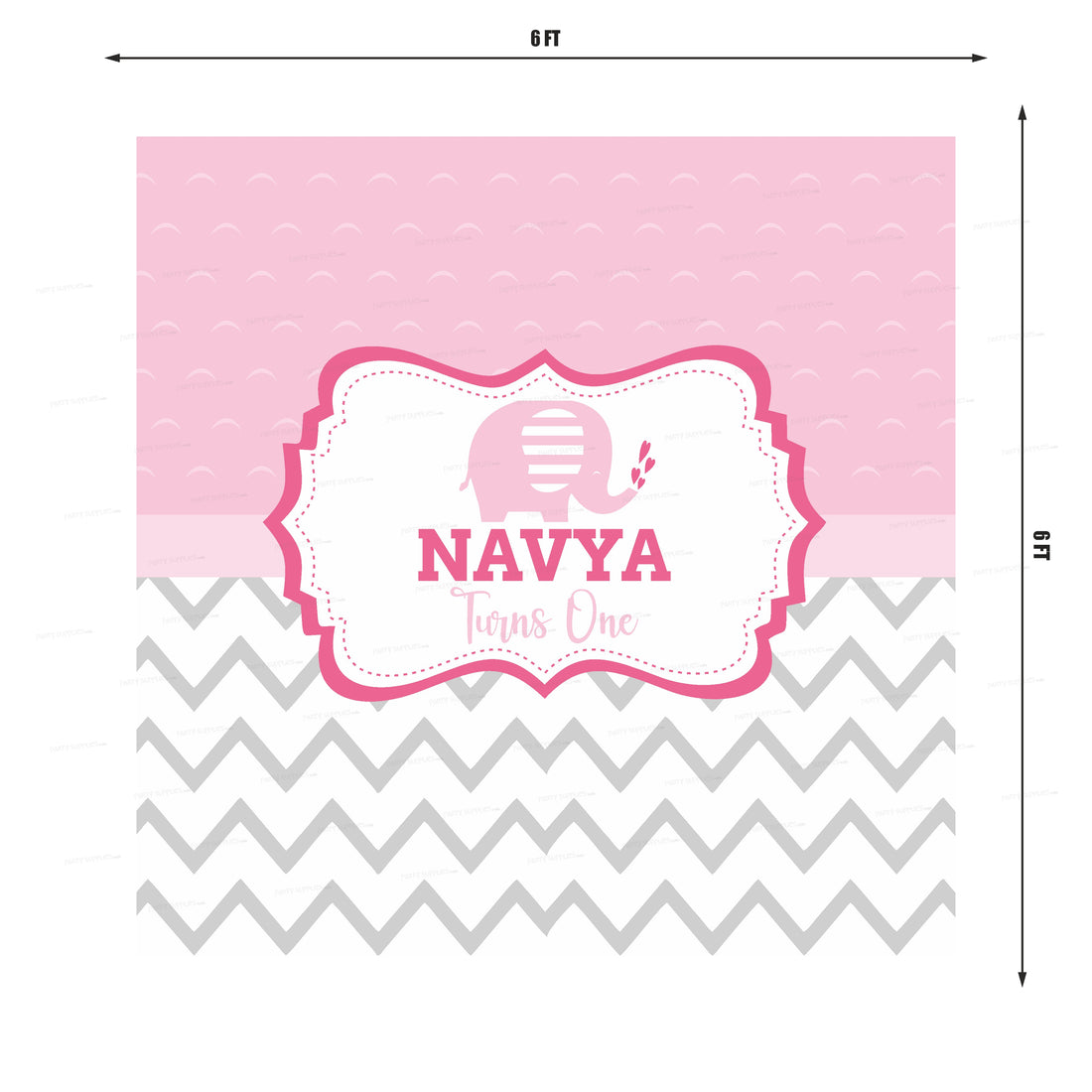 Pink Elephant Theme Customized Square Backdrop