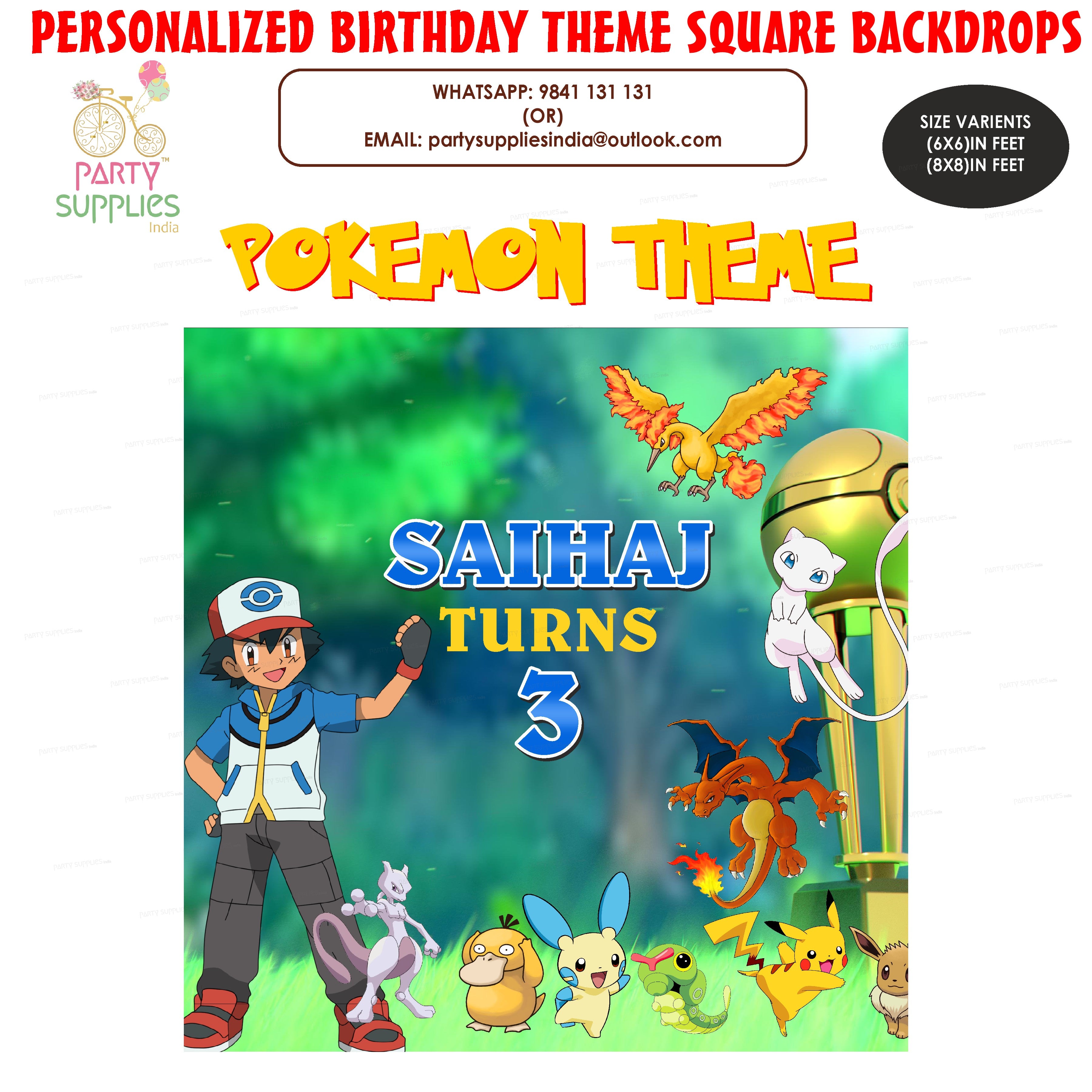 Pokemon Theme Premium Square Backdrop