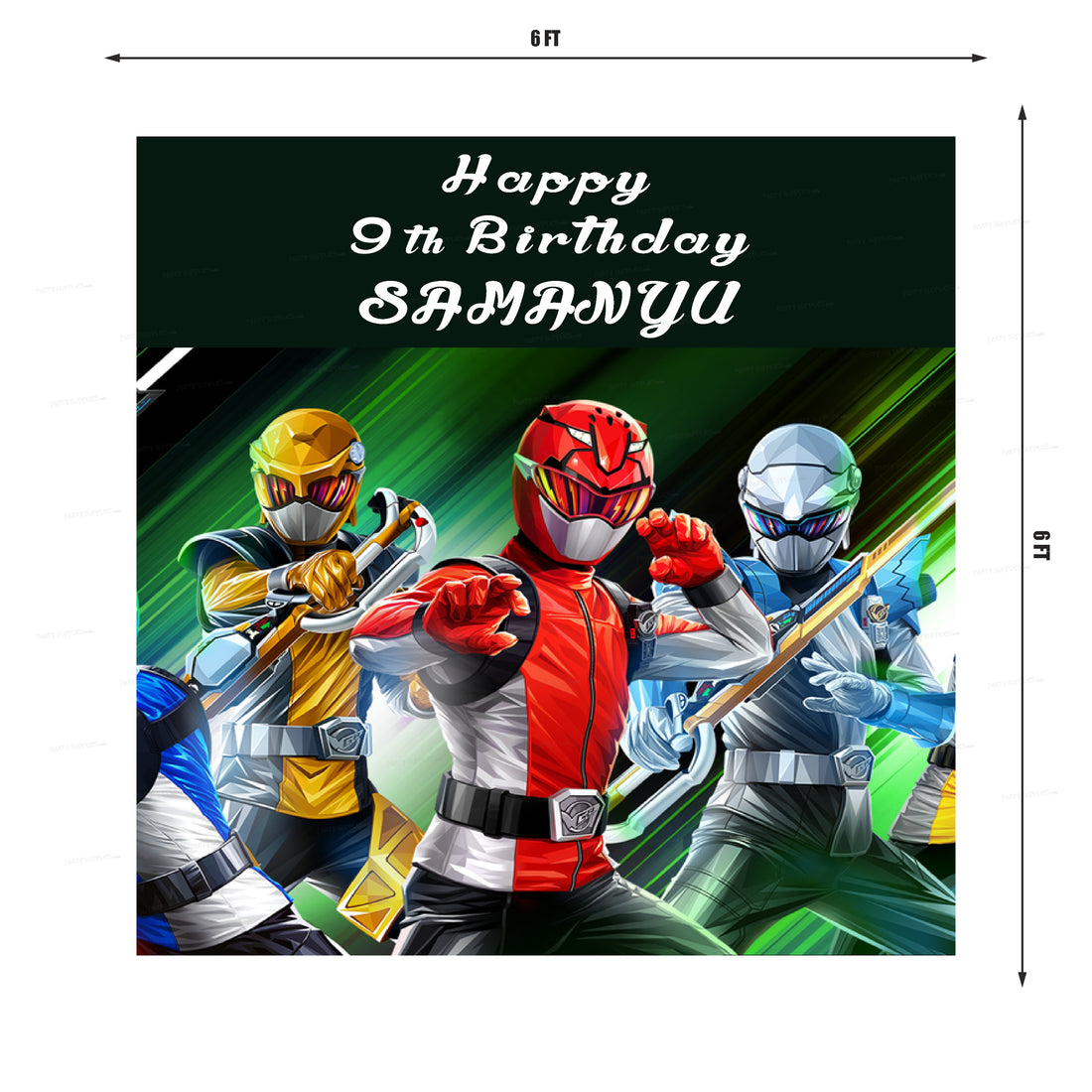 Power Rangers Theme Personalized Square Backdrop