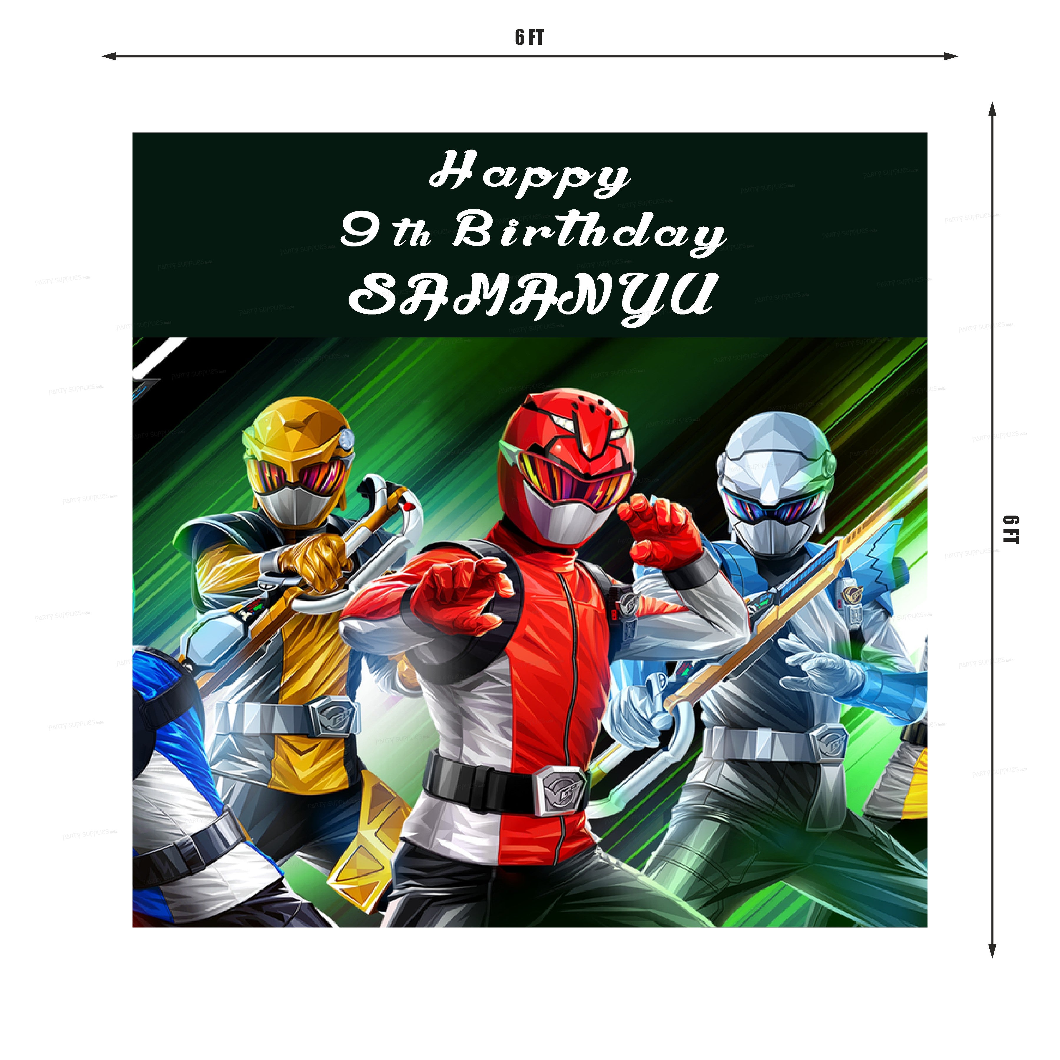Power Rangers Theme Personalized Square Backdrop