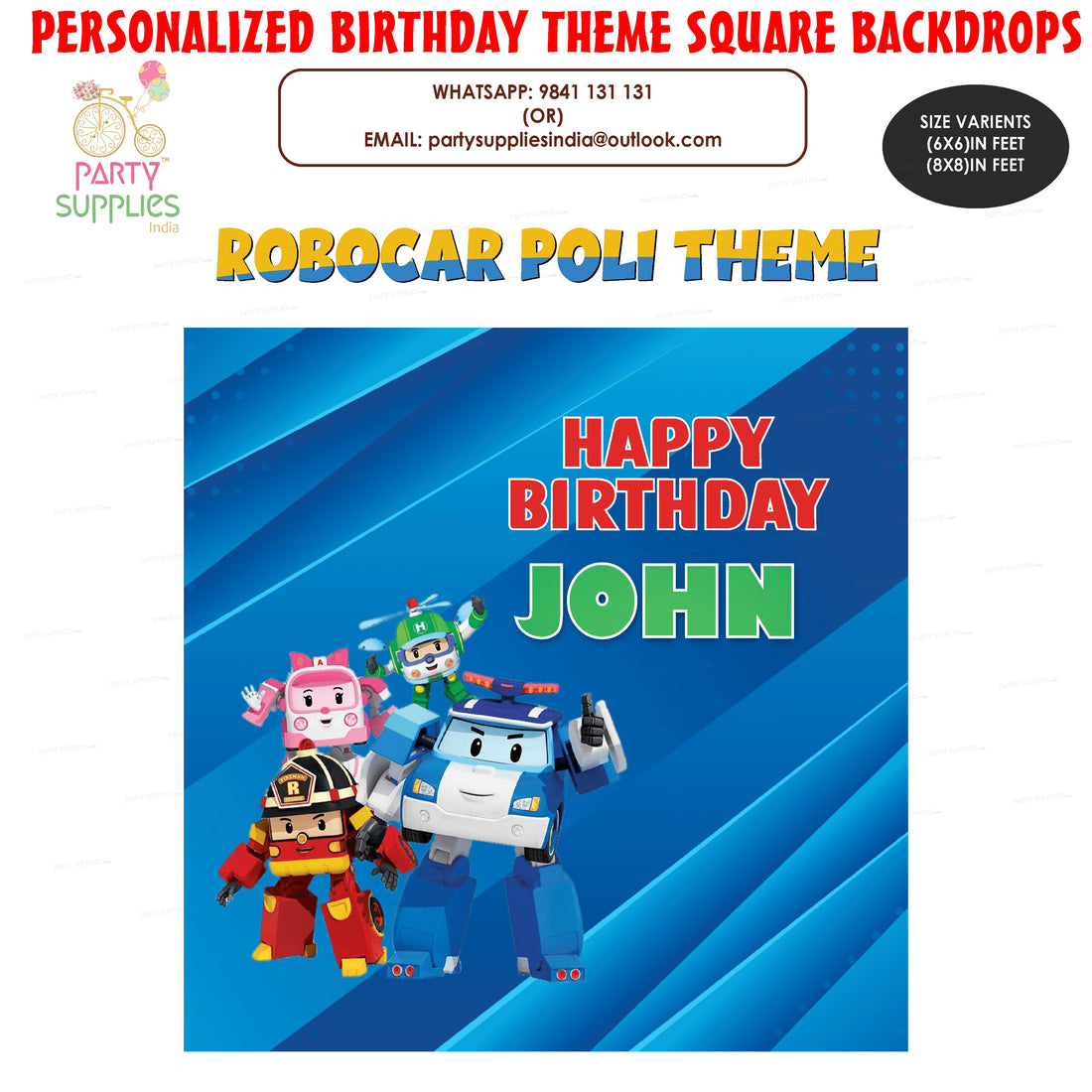 PSI Robo Poli Theme Customized Square Backdrop