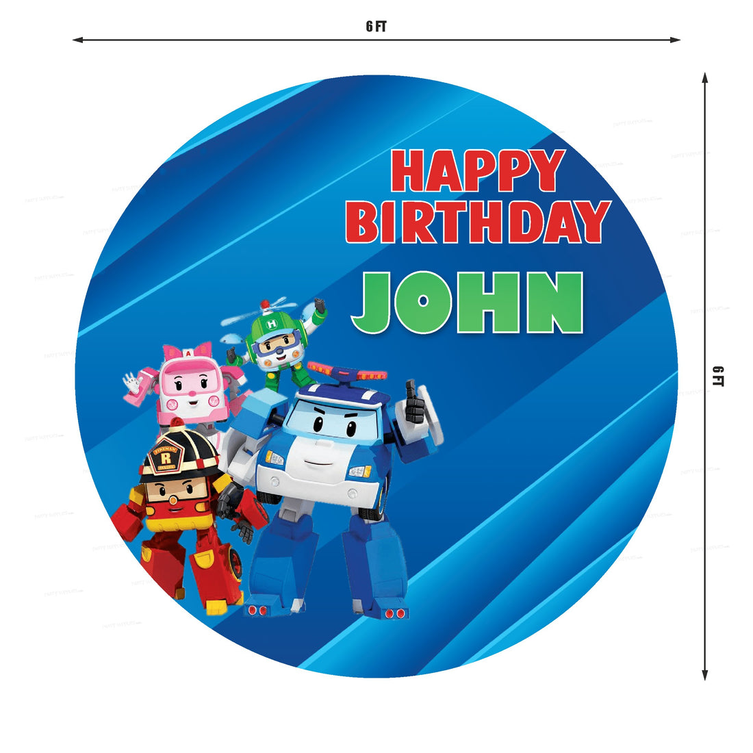 Robo Poli Theme Customized Round Backdrop