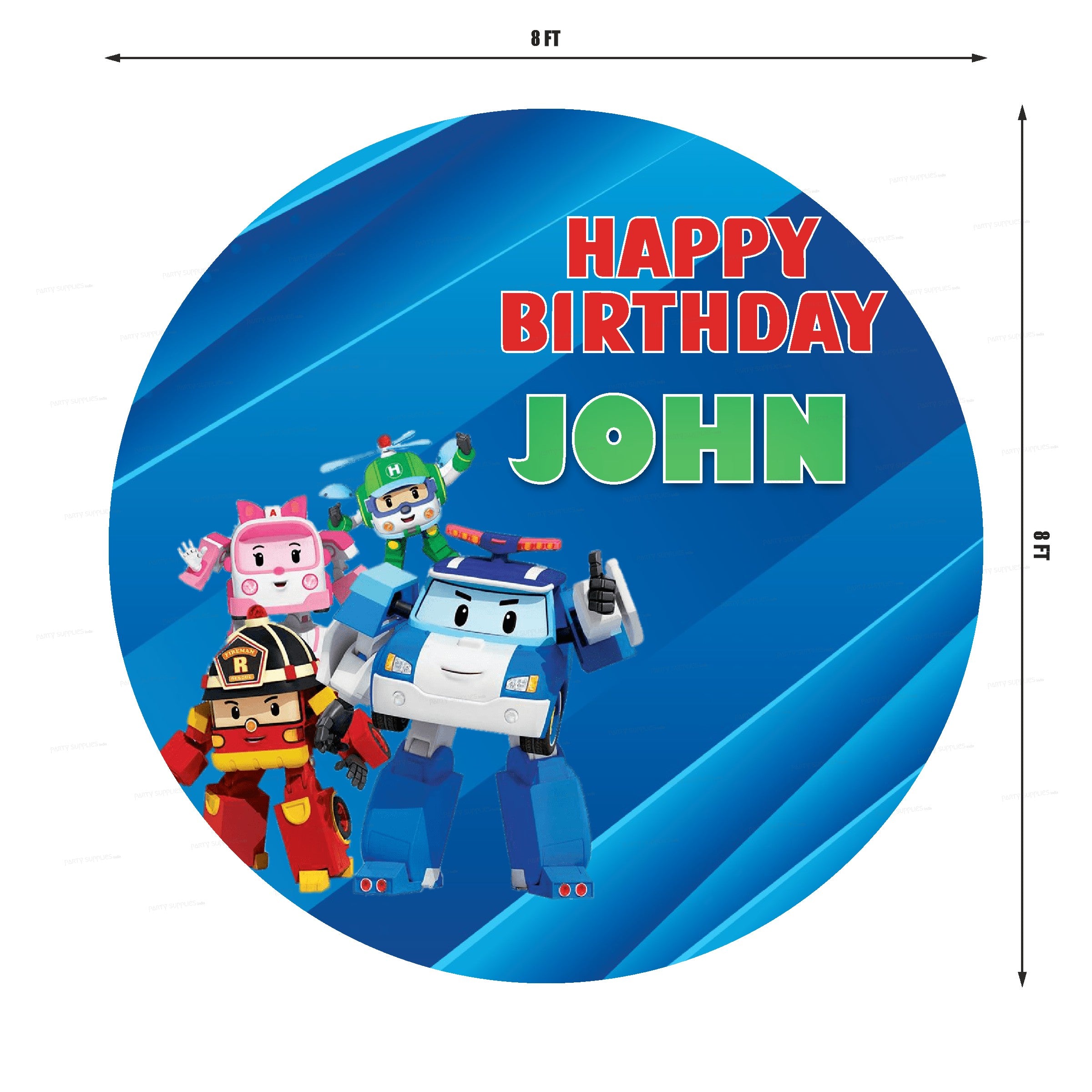 Robo Poli Theme Customized Round Backdrop