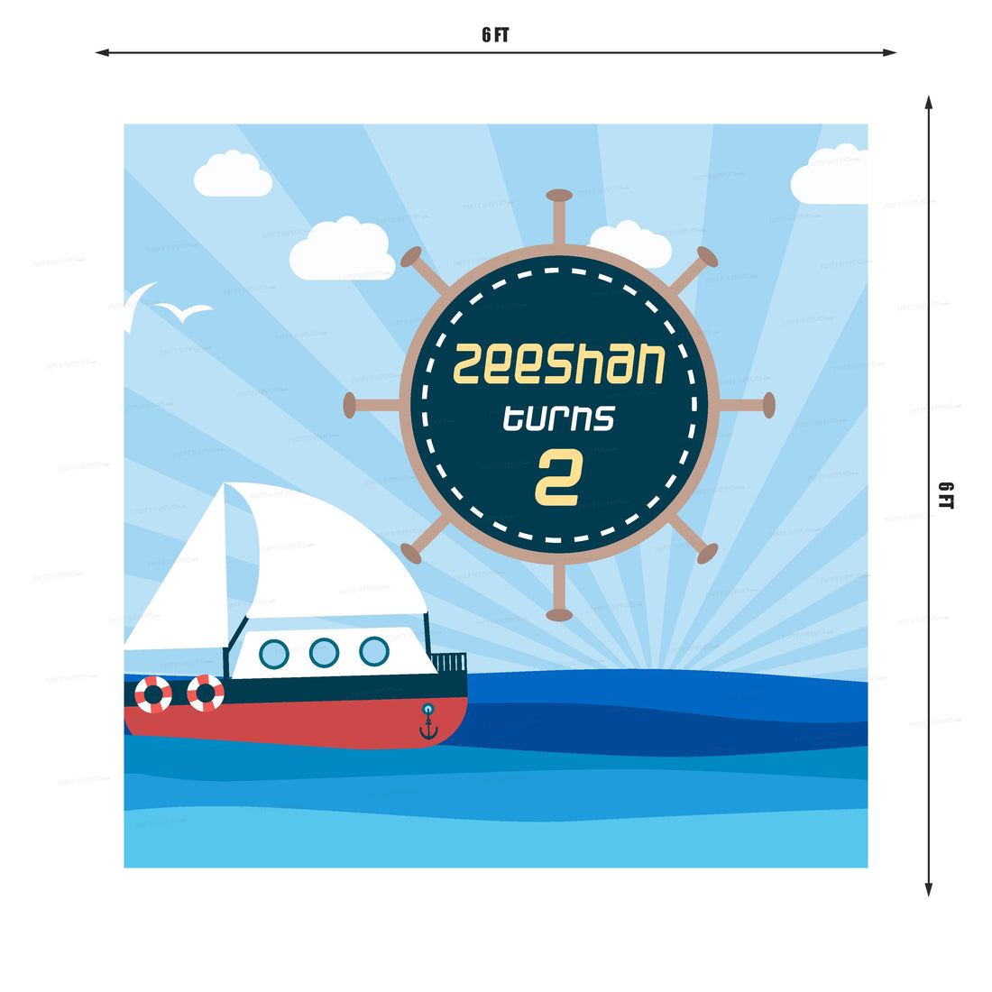 Sailor Theme Personalized Square Backdrop