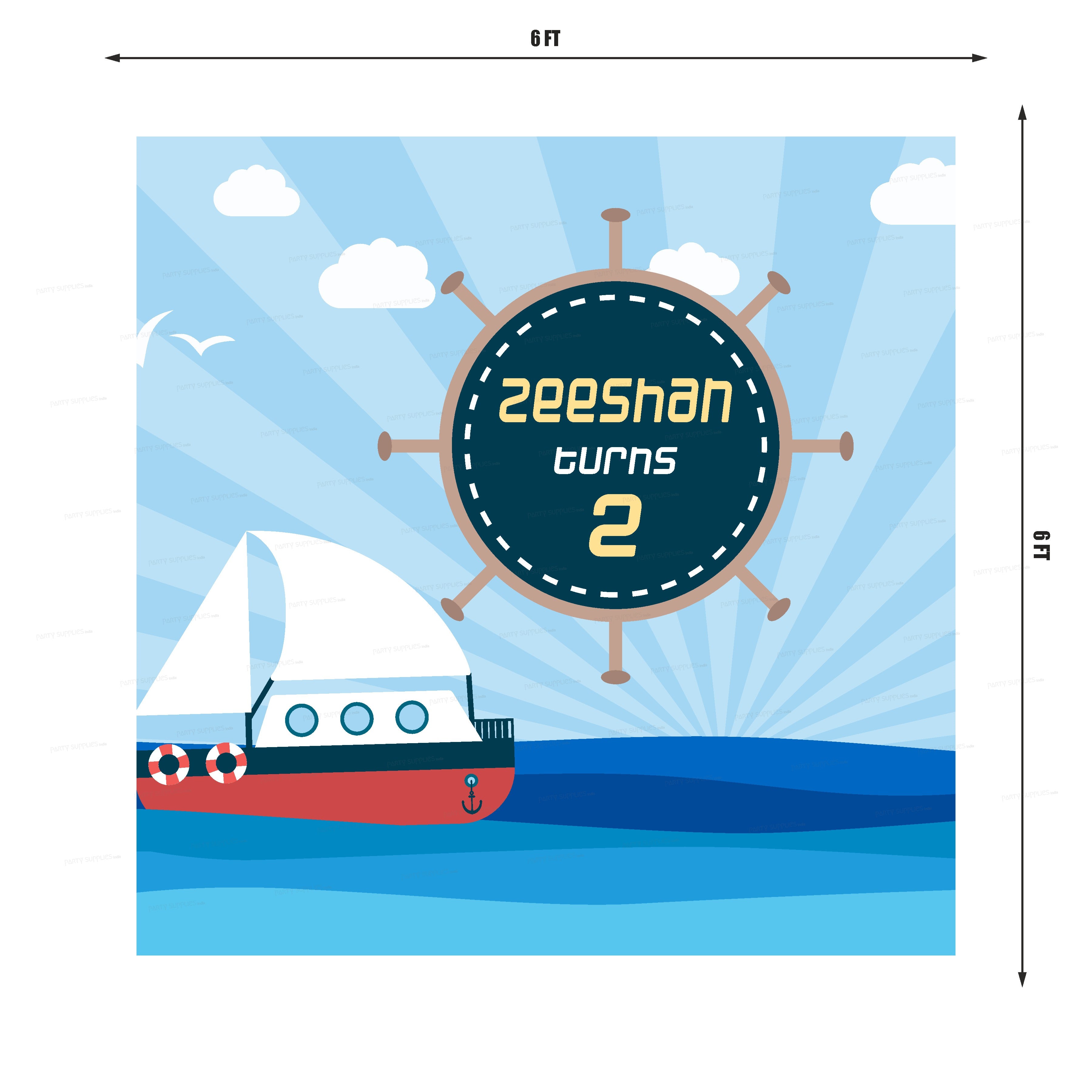 Sailor Theme Personalized Square Backdrop