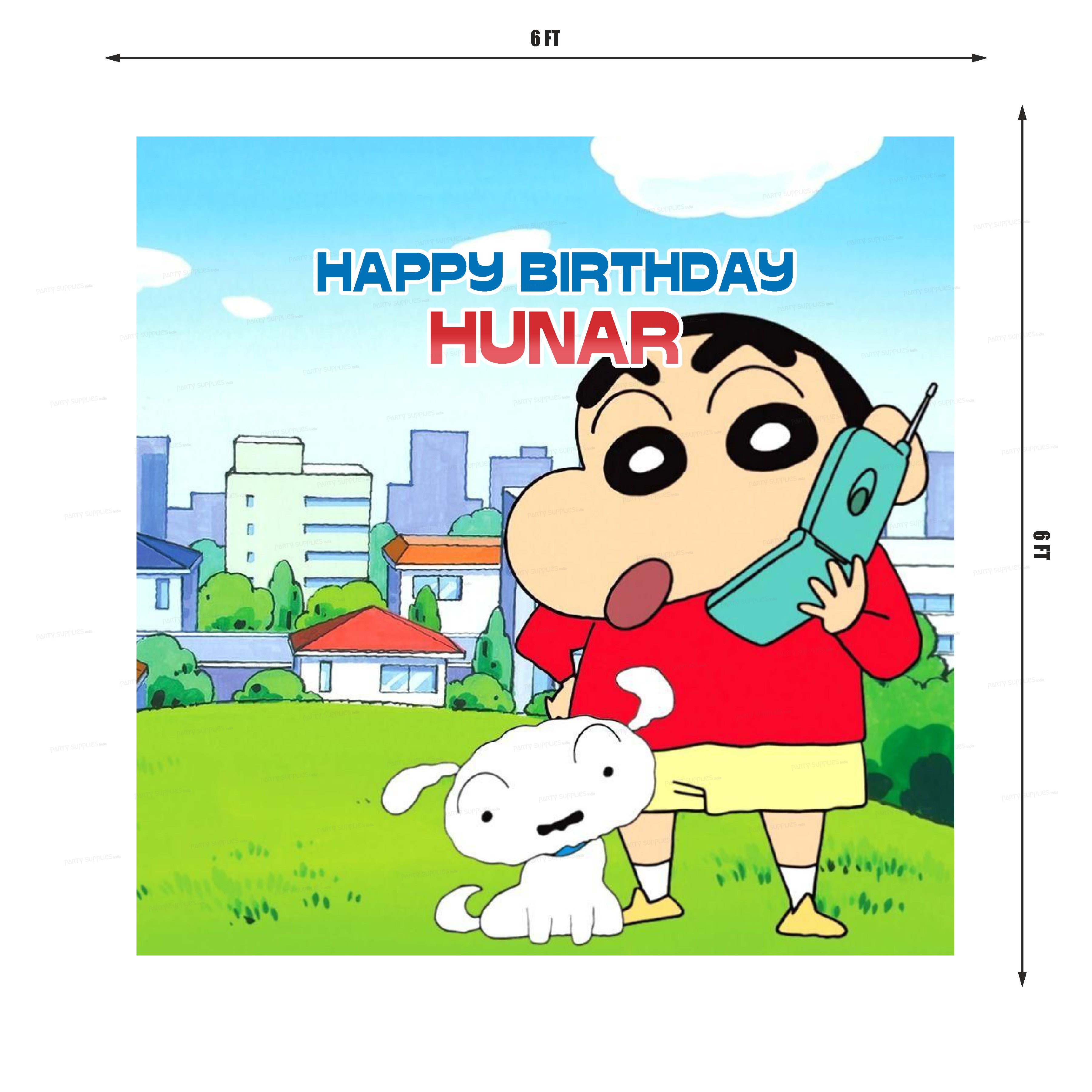 Shinchan Theme Personalized Square Backdrop - image 2 of 3 | Party Supplies India
