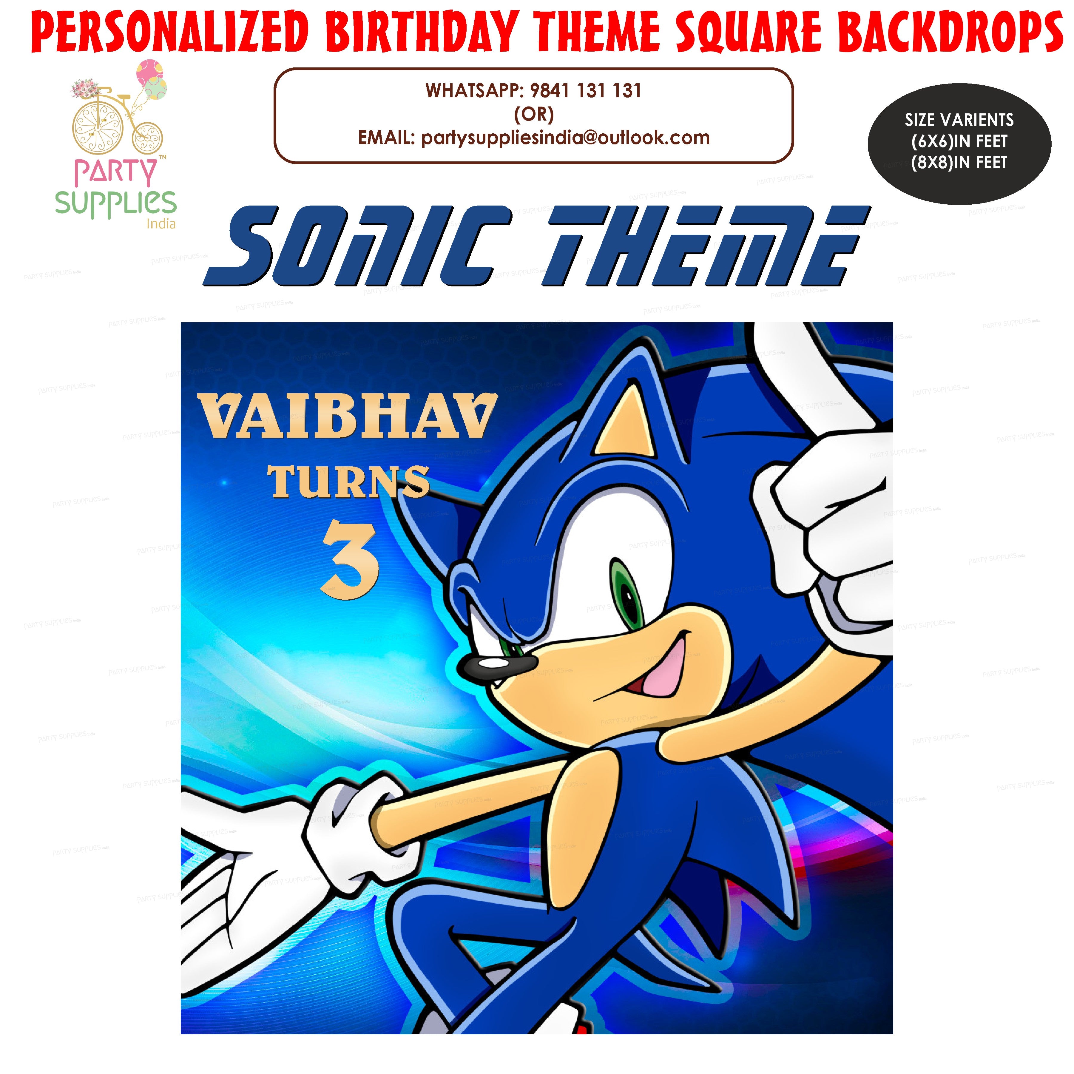 Sonic the Hedgehog Theme Classic Square Backdrop