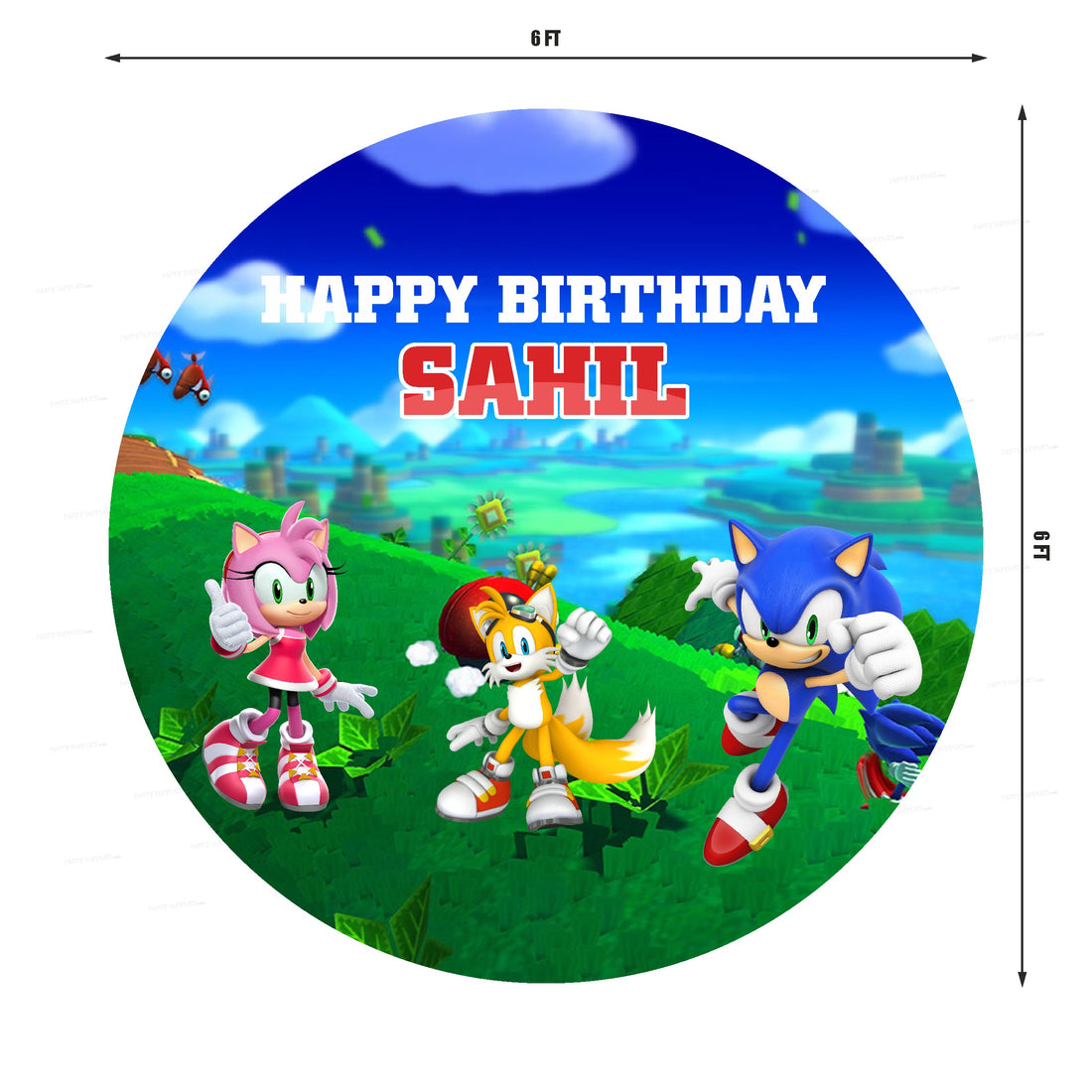 Sonic the Hedgehog Theme Personalized Round Backdrop