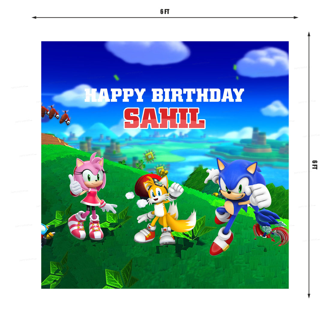 Sonic the Hedgehog Theme Personalized Square Backdrop