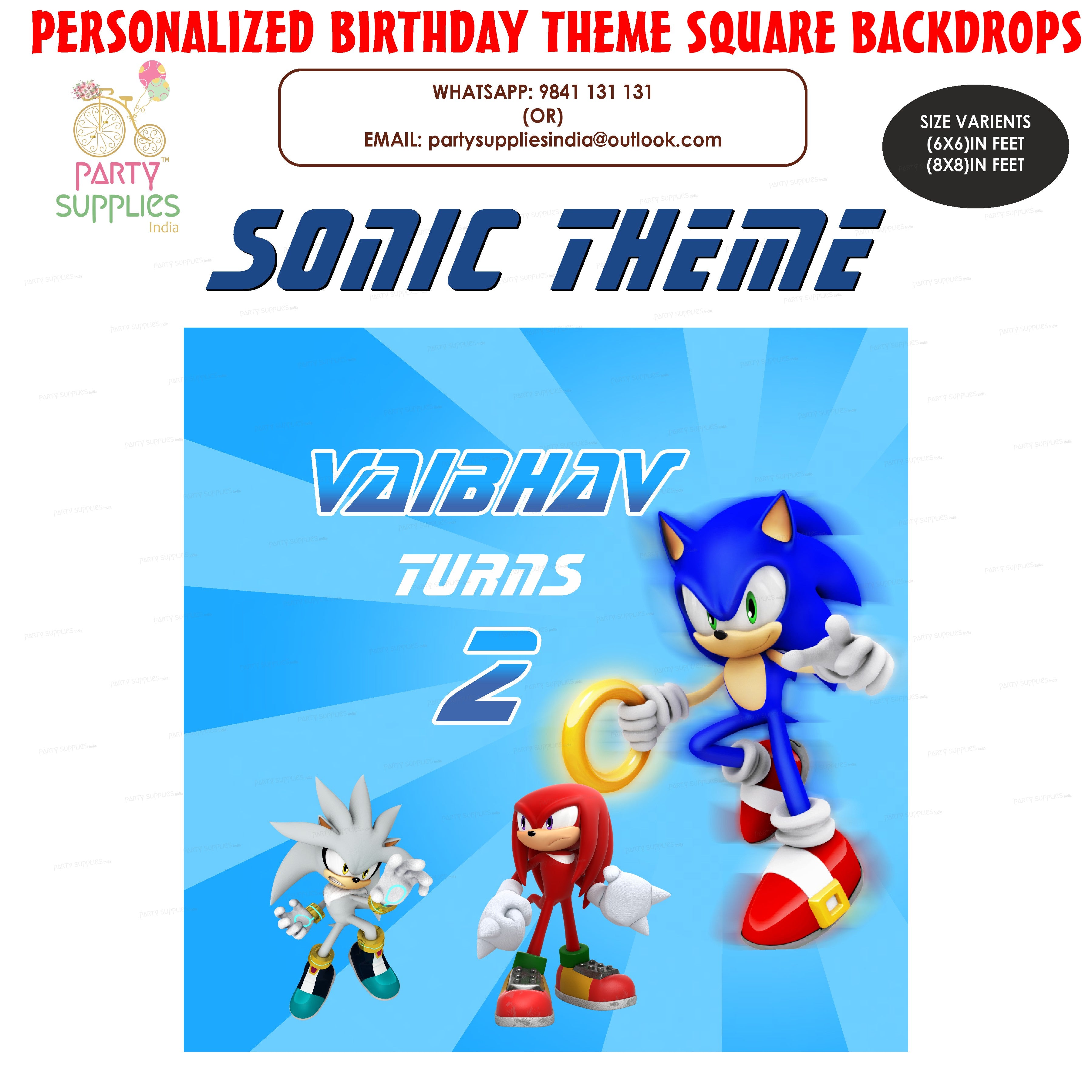 Sonic the Hedgehog Theme Premium Square Backdrop