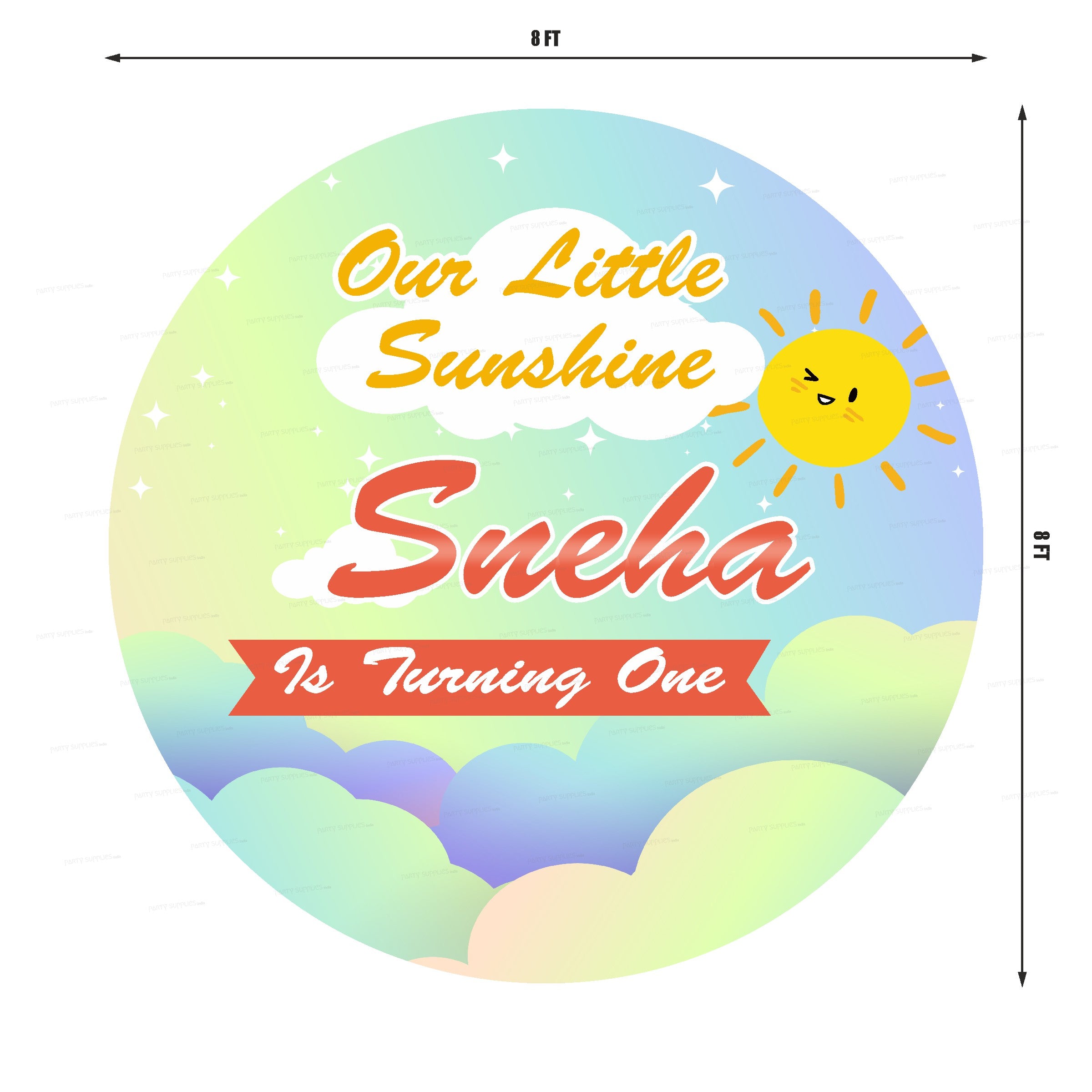 Sunshine Theme Girl Customized Round Backdrop
