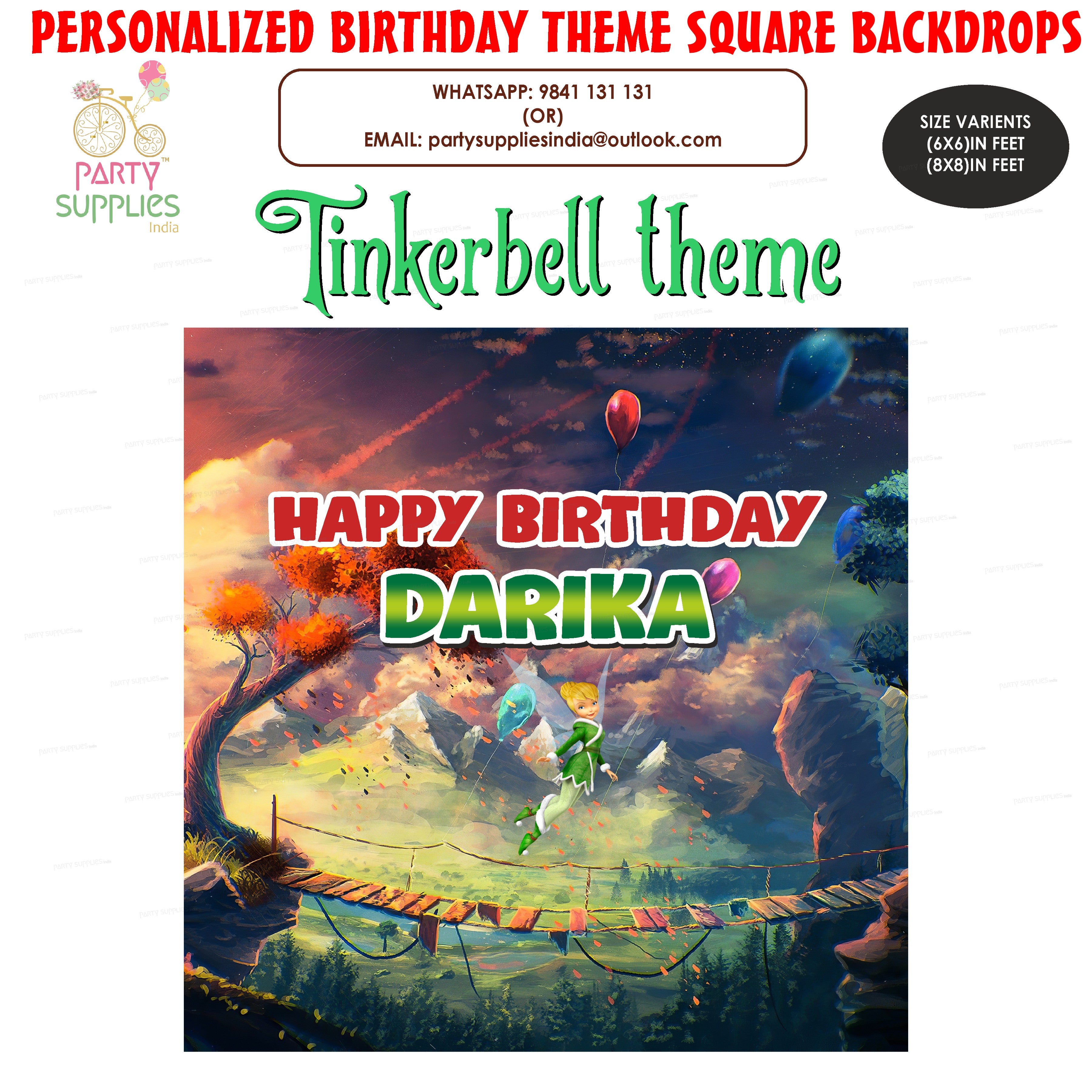 Tinker Bell Theme Square Backdrop - image 1 of 3 | Party Supplies India