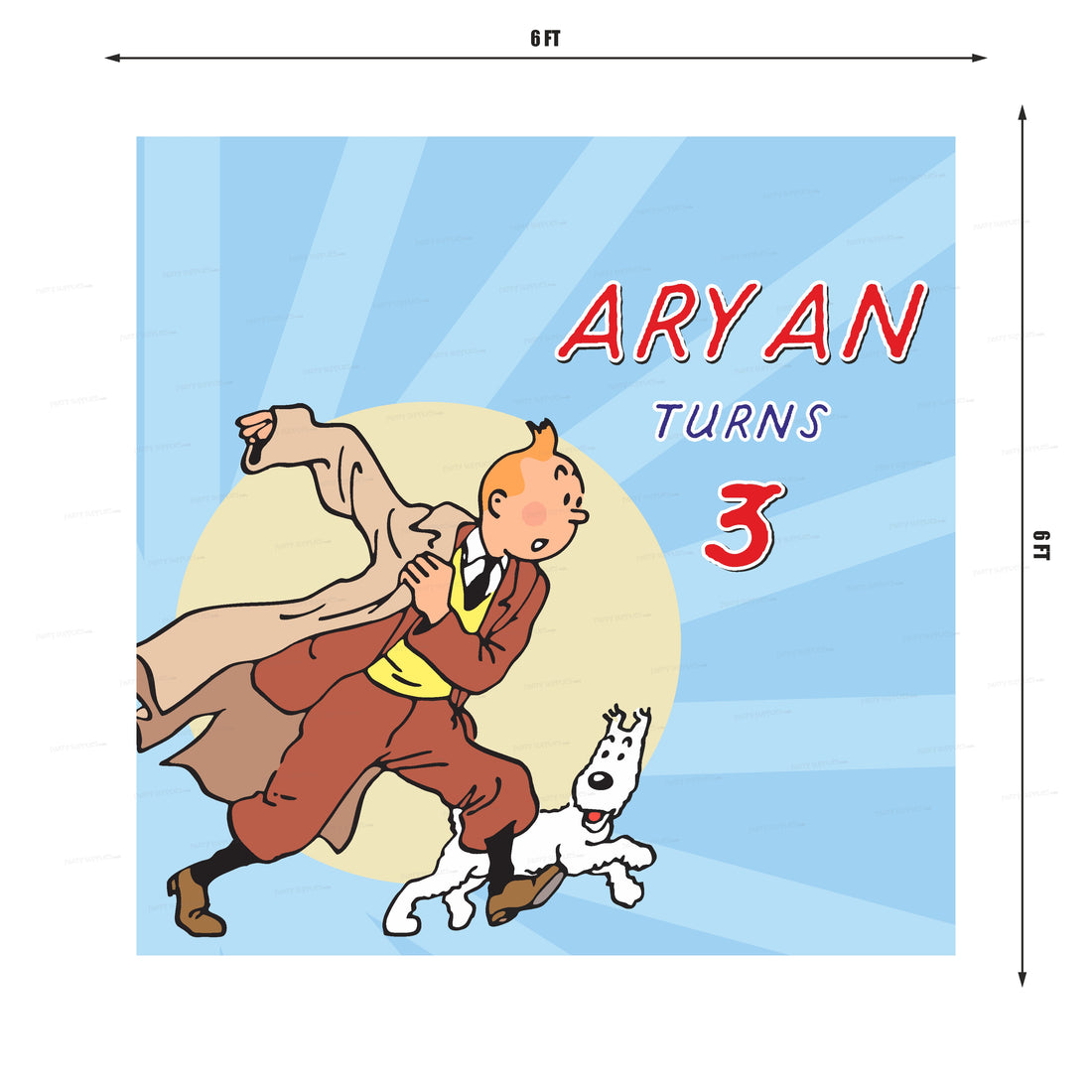 Tintin Theme Square Backdrop