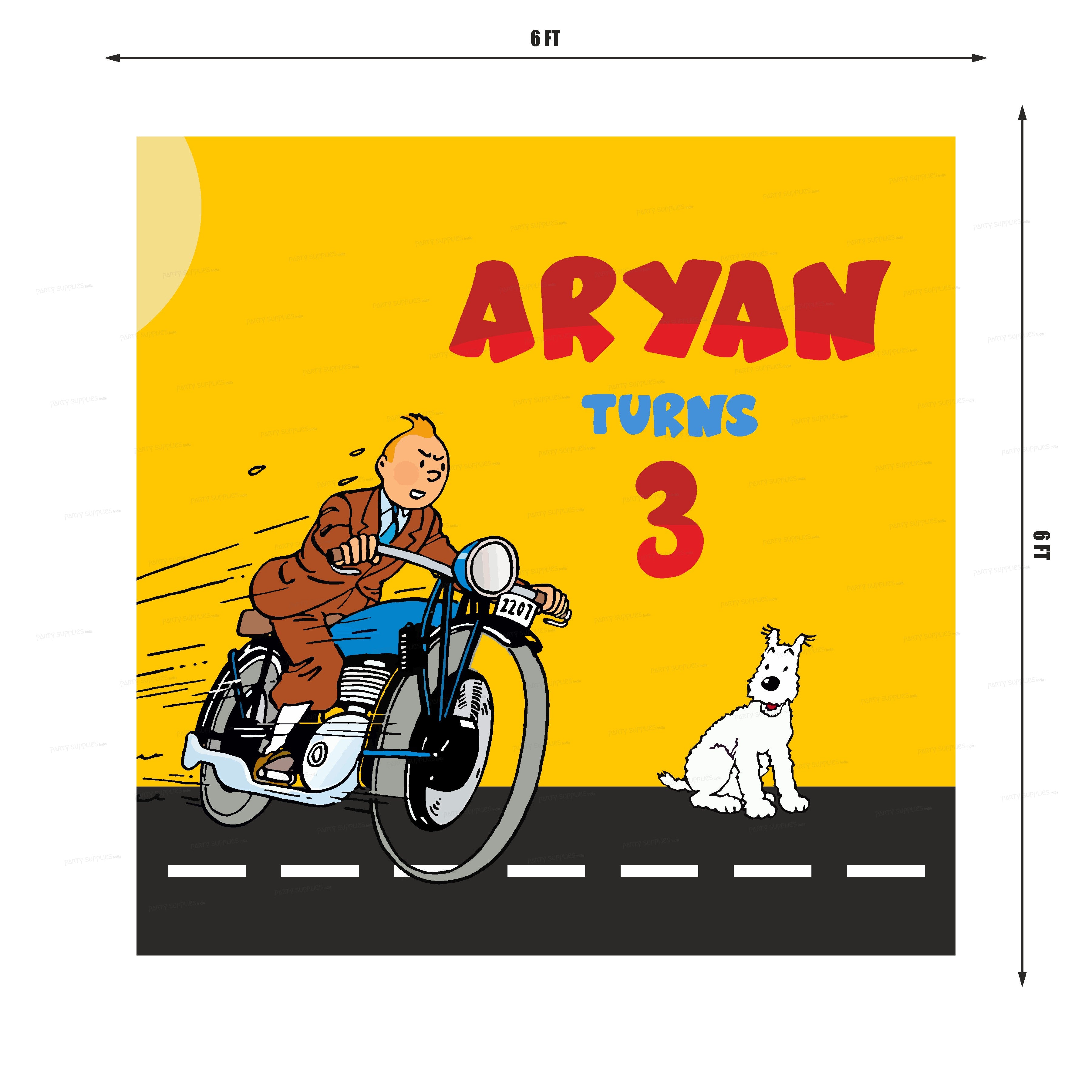 Tintin Theme Personalized Square Backdrop