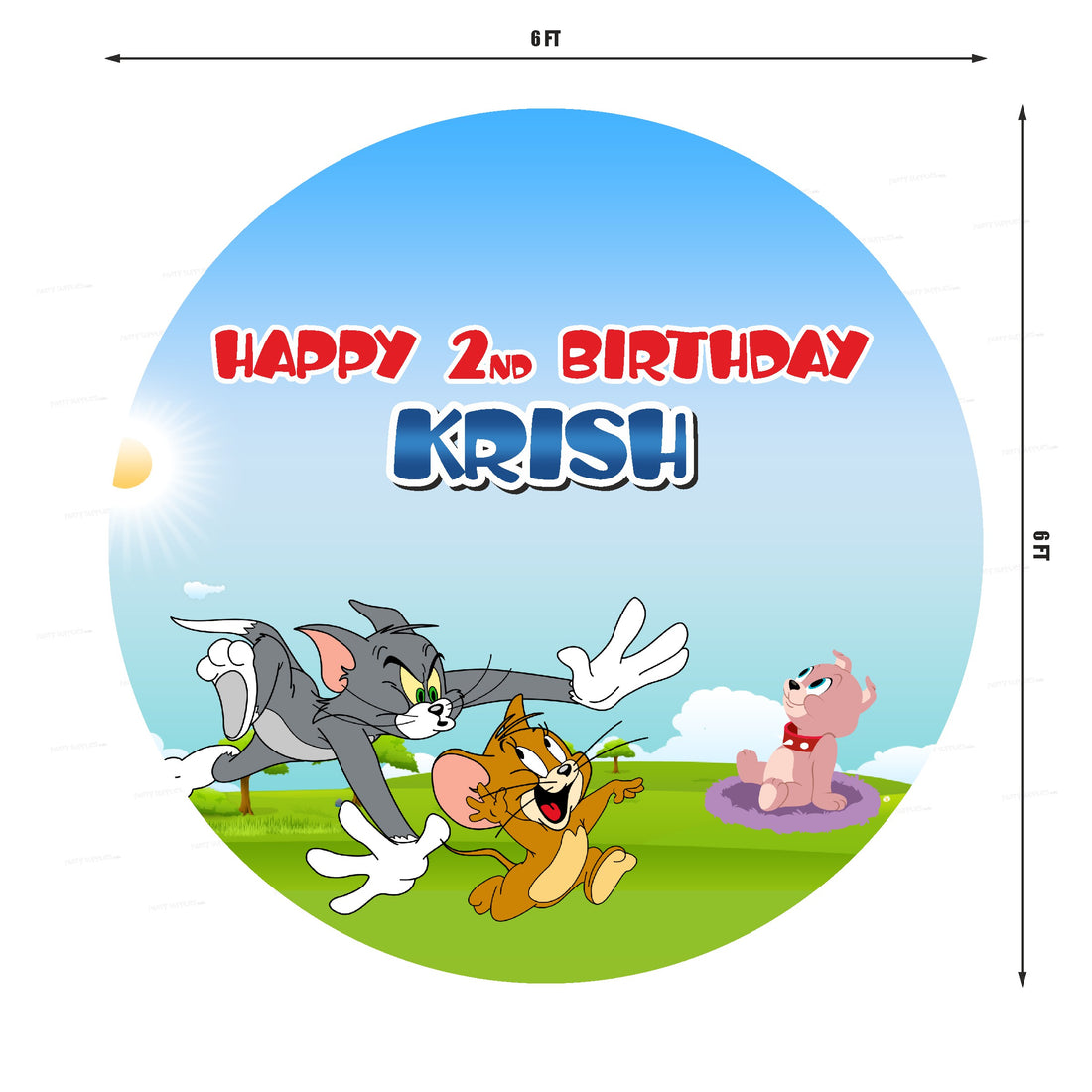 Tom & Jerry Theme Personalized Round Backdrop