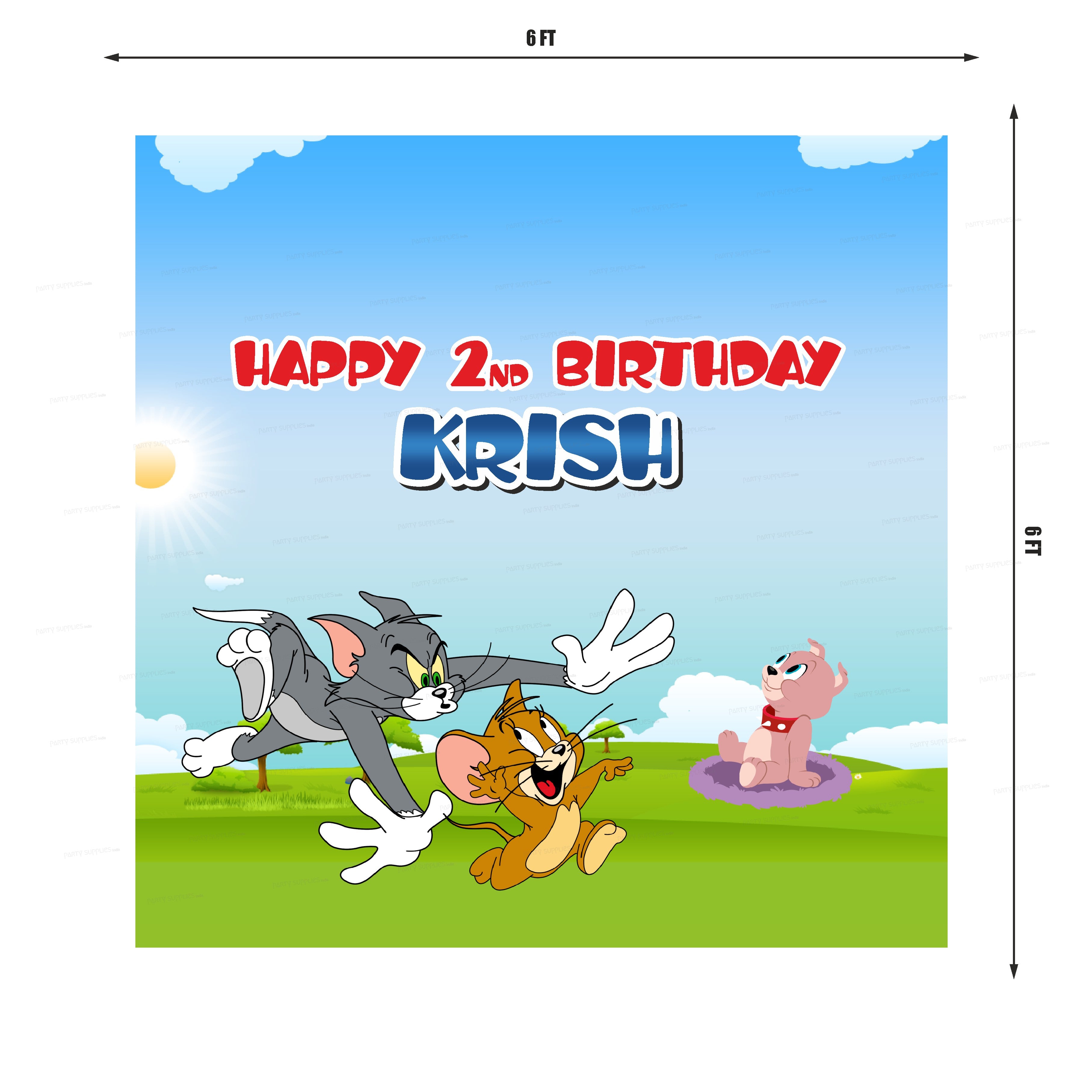 Tom & Jerry Theme Personalized Square Backdrop