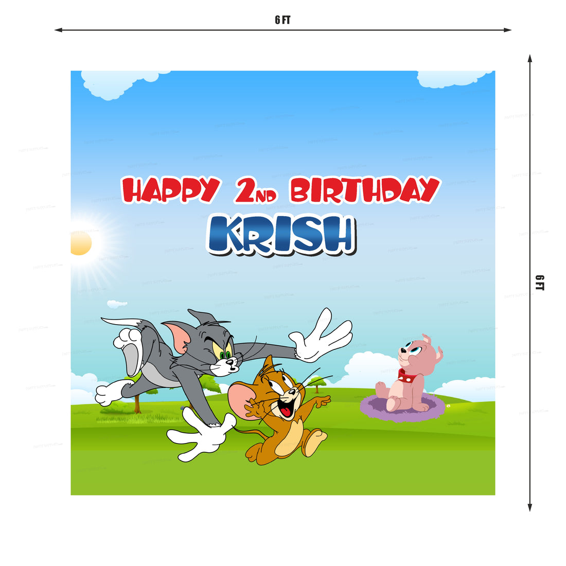 Tom & Jerry Theme Personalized Square Backdrop