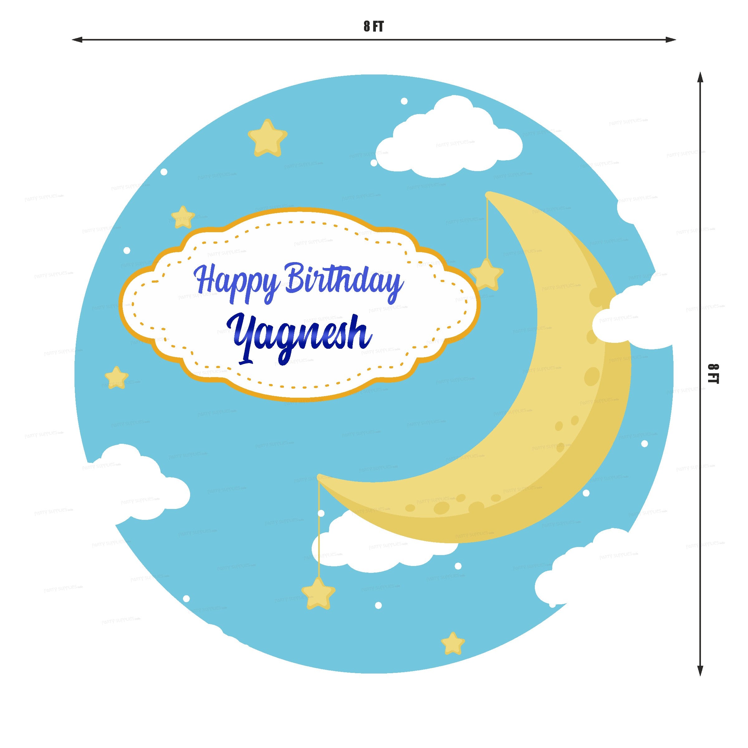 Twinkle Twinkle Little Star Boy Theme Customized Round Backdrop - image 3 of 4 | Party Supplies India