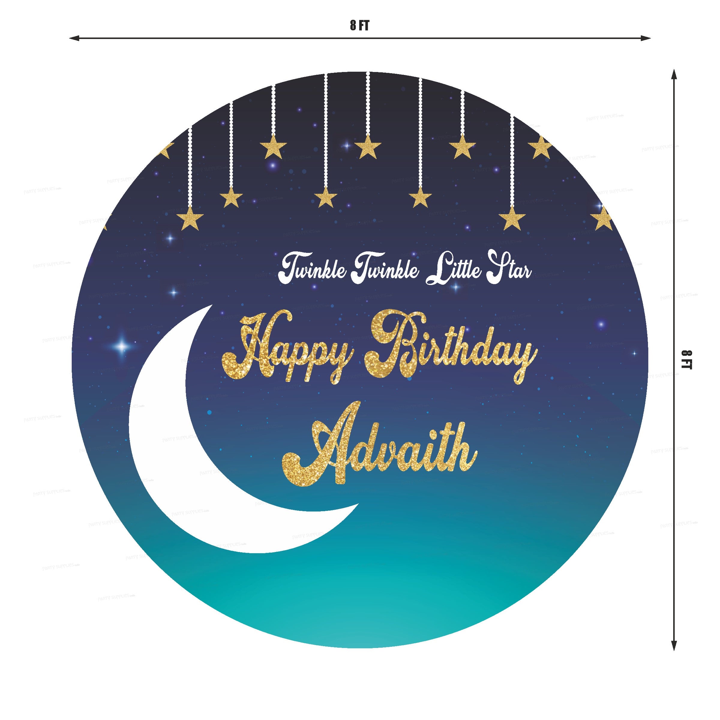 Twinkle Twinkle Little Star Boy Theme Personalized Round Backdrop