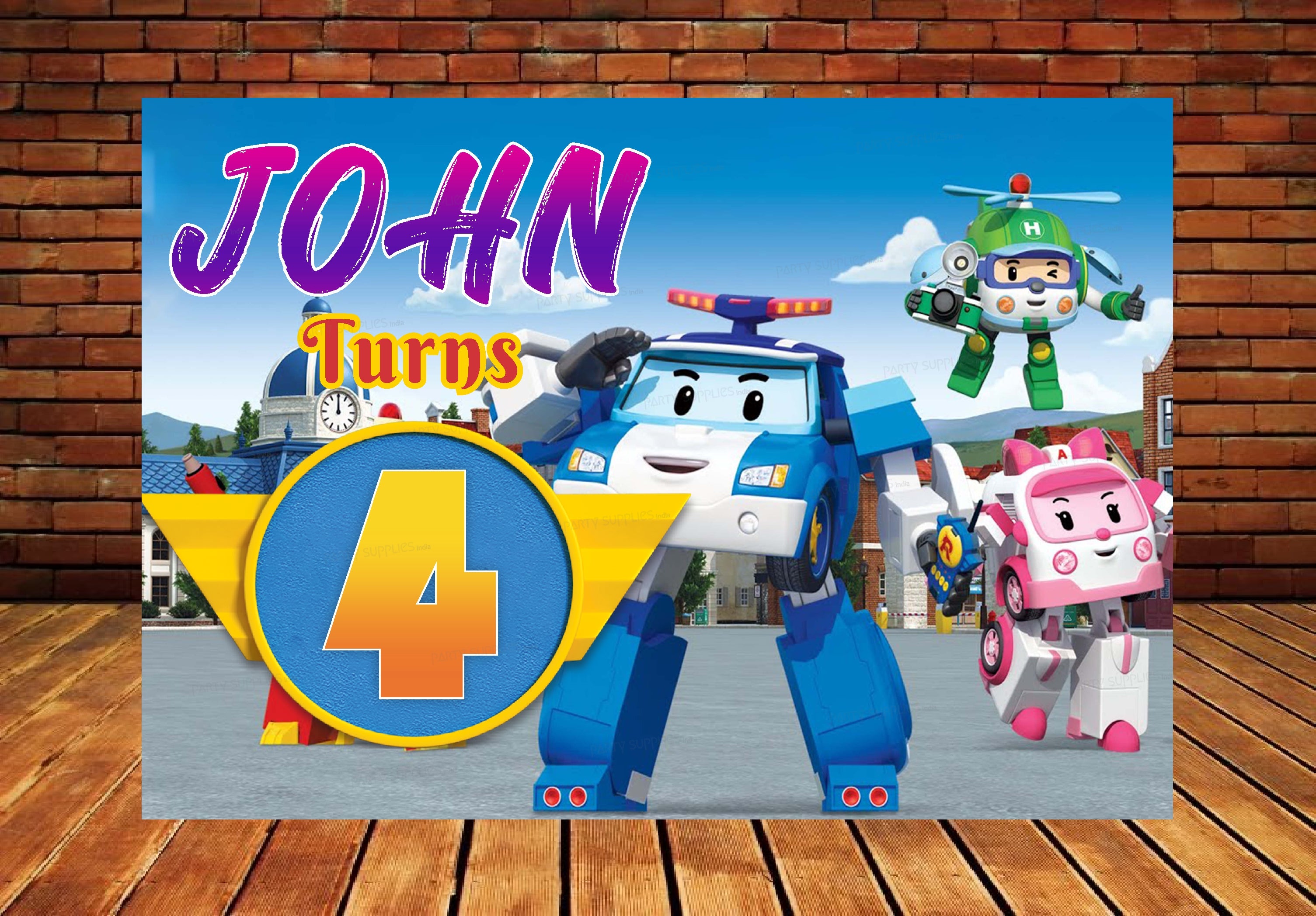 Robo Poli Theme Backdrop