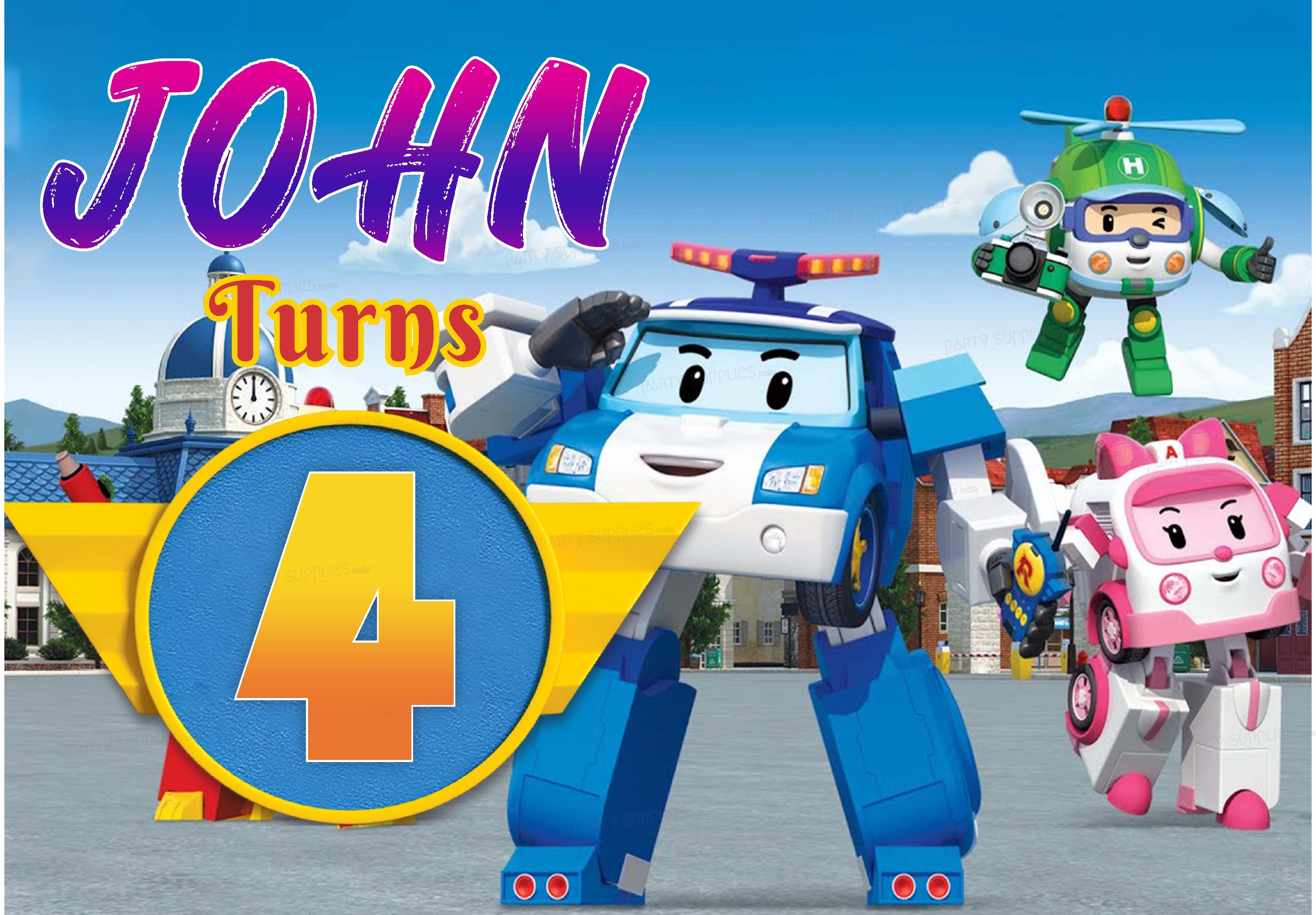 Robo Poli Theme Backdrop