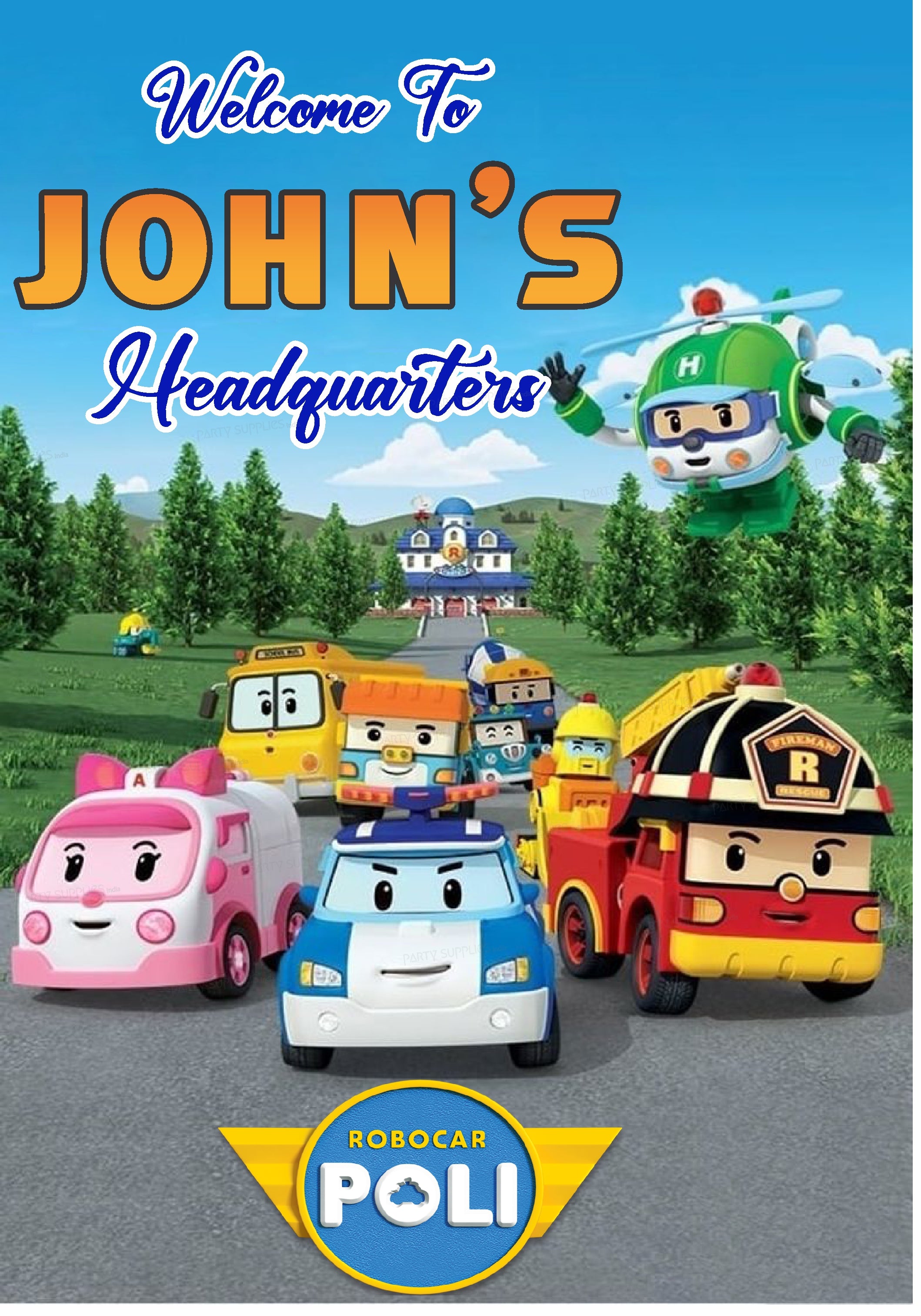 Robo Poli Theme Customized Welcome Board