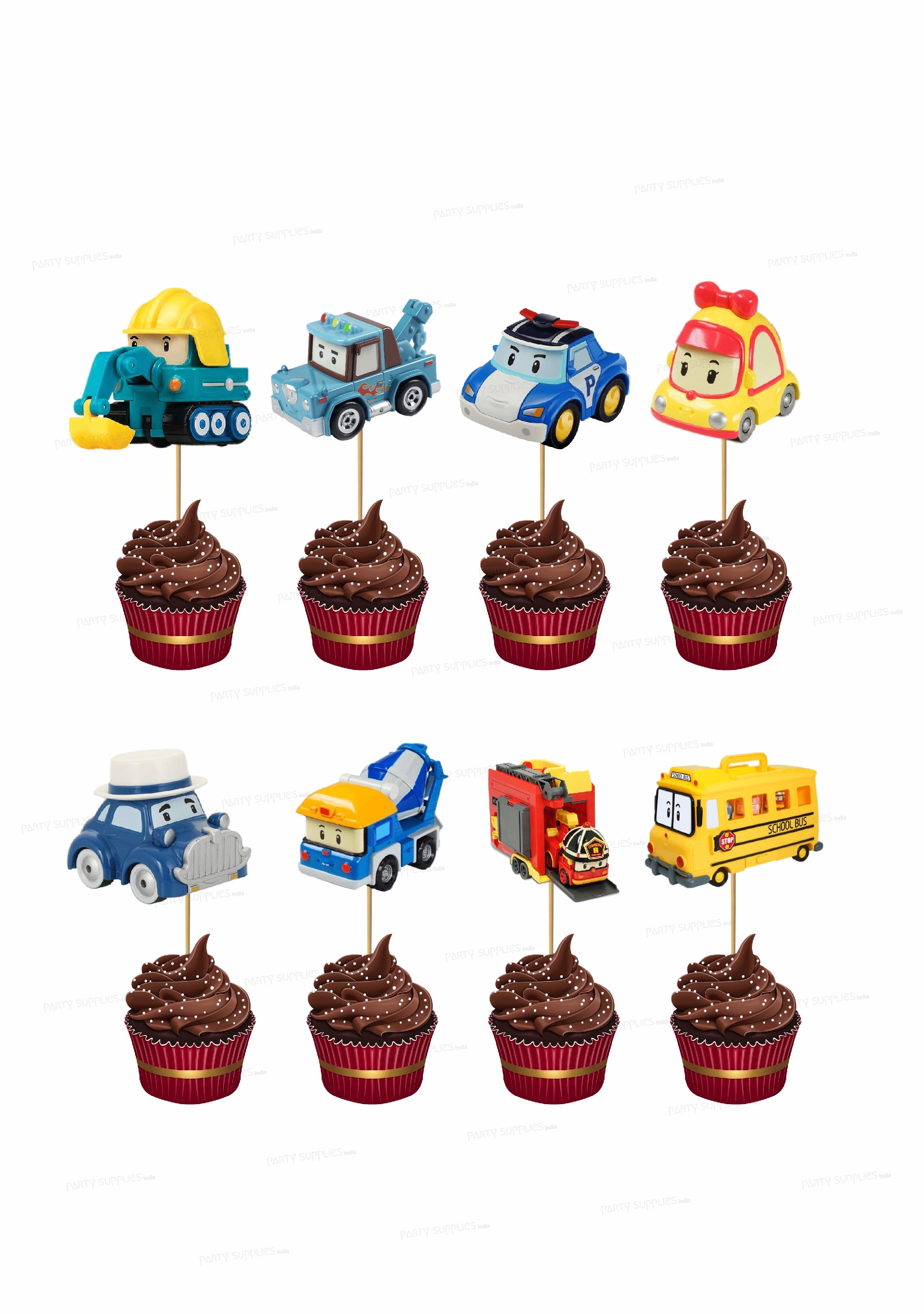 Robo Poli Theme Customized Cup Cake Topper