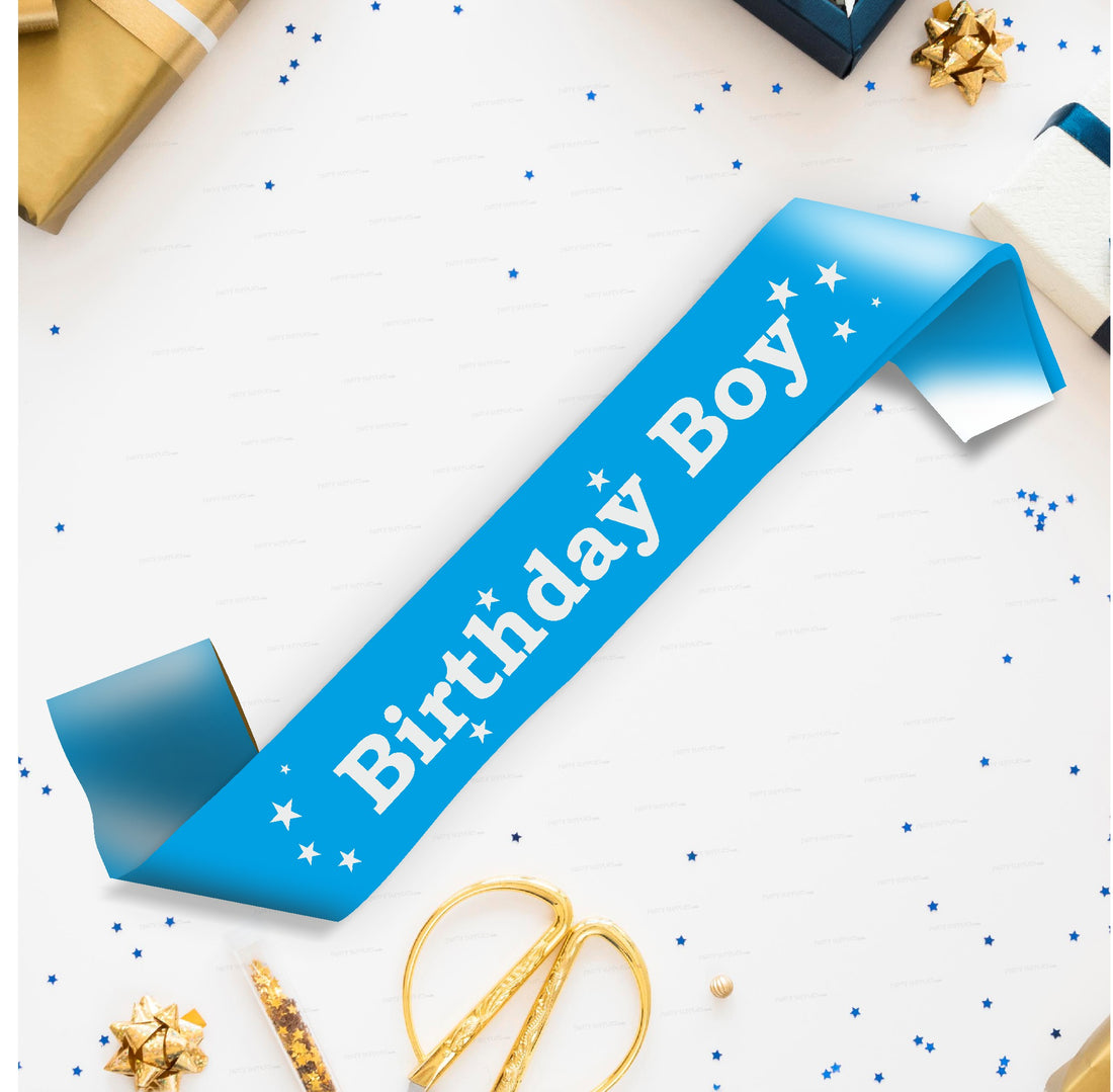 Birthday Boy Blue Bold Satin Party Sash