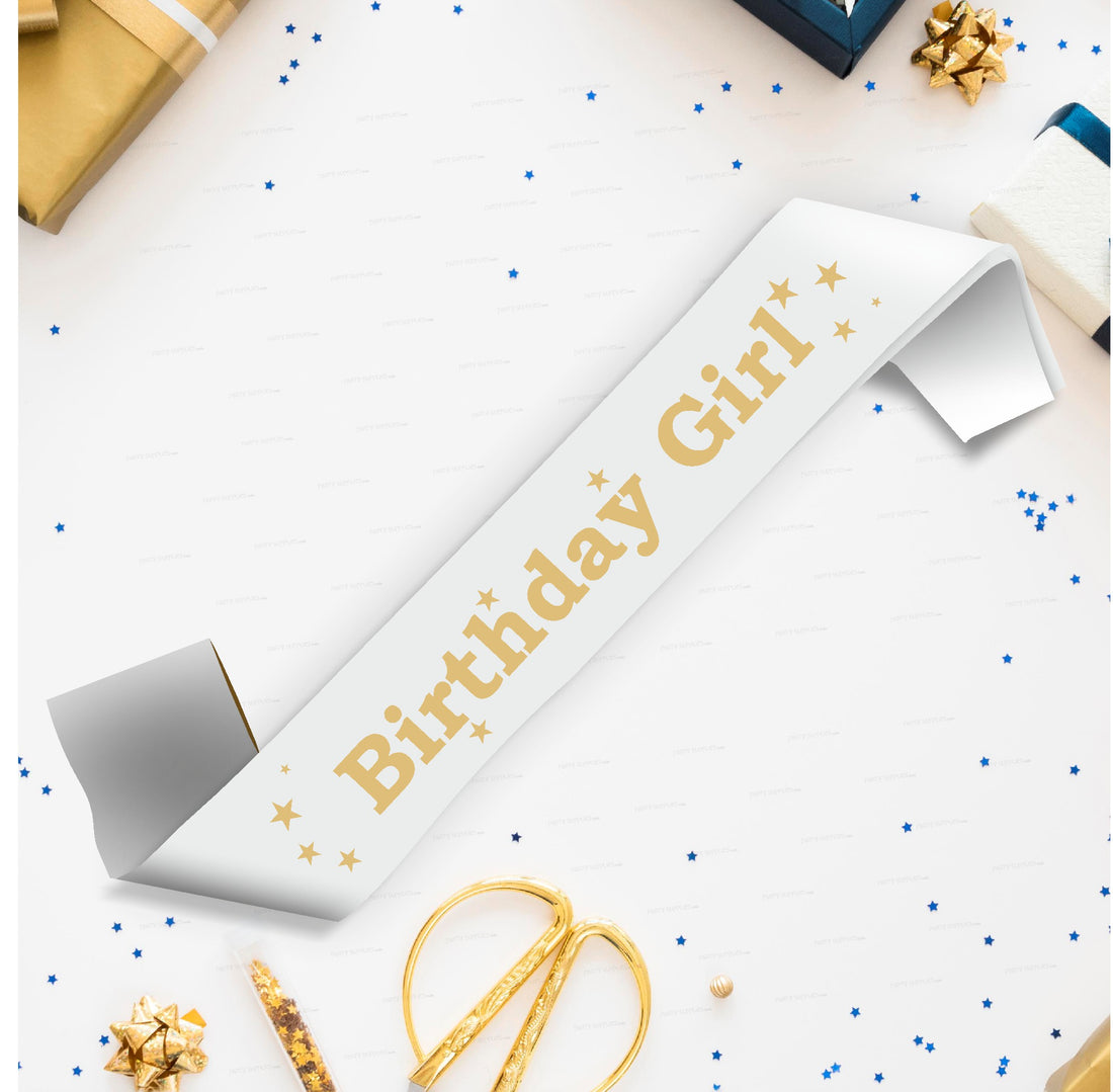 Birthday Girl White Satin Party Sash