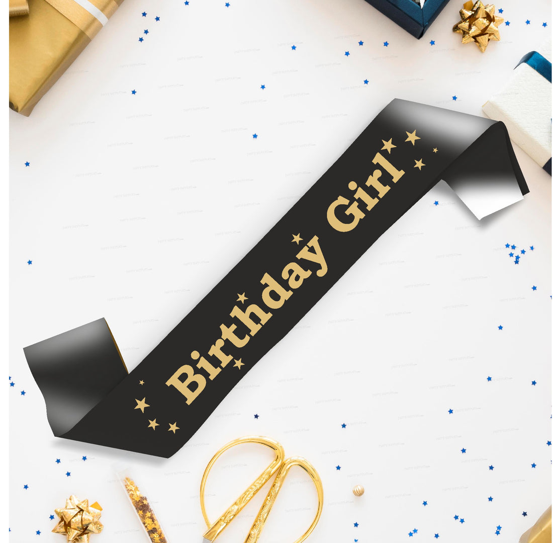 Birthday Girl Black Satin Party Sash