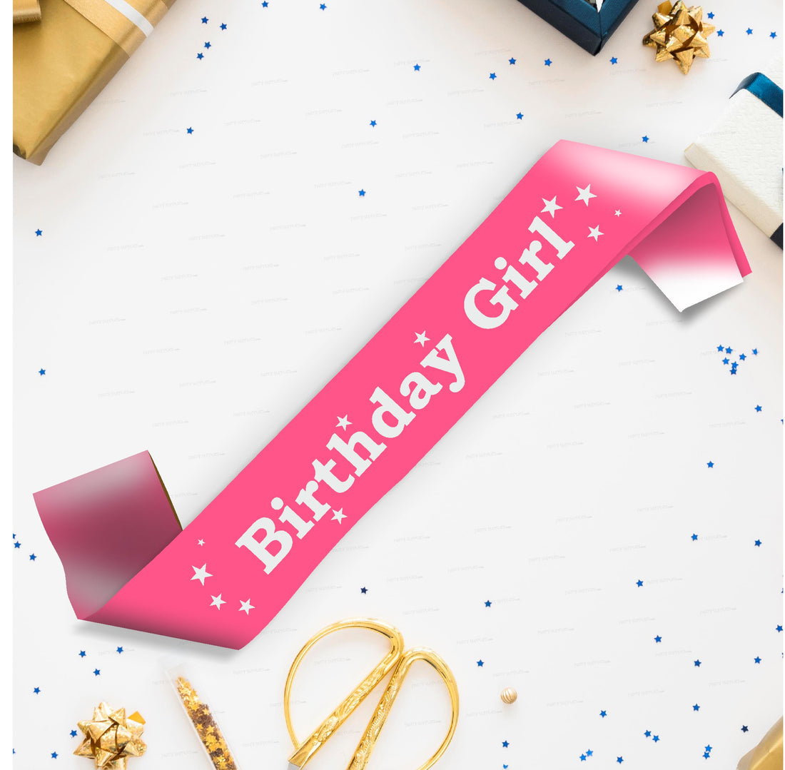 Birthday Girl Pink Satin Party Sash