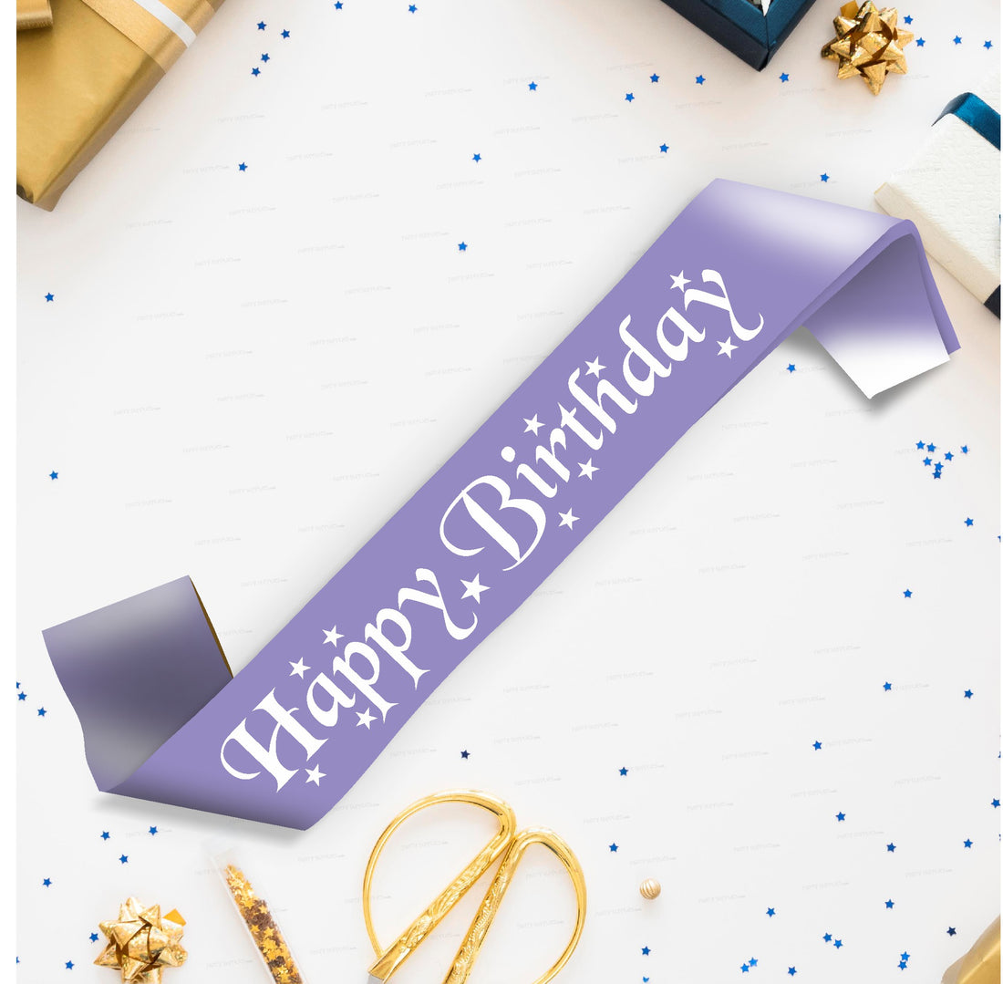 Happy Birthday Purple Satin Party Sash