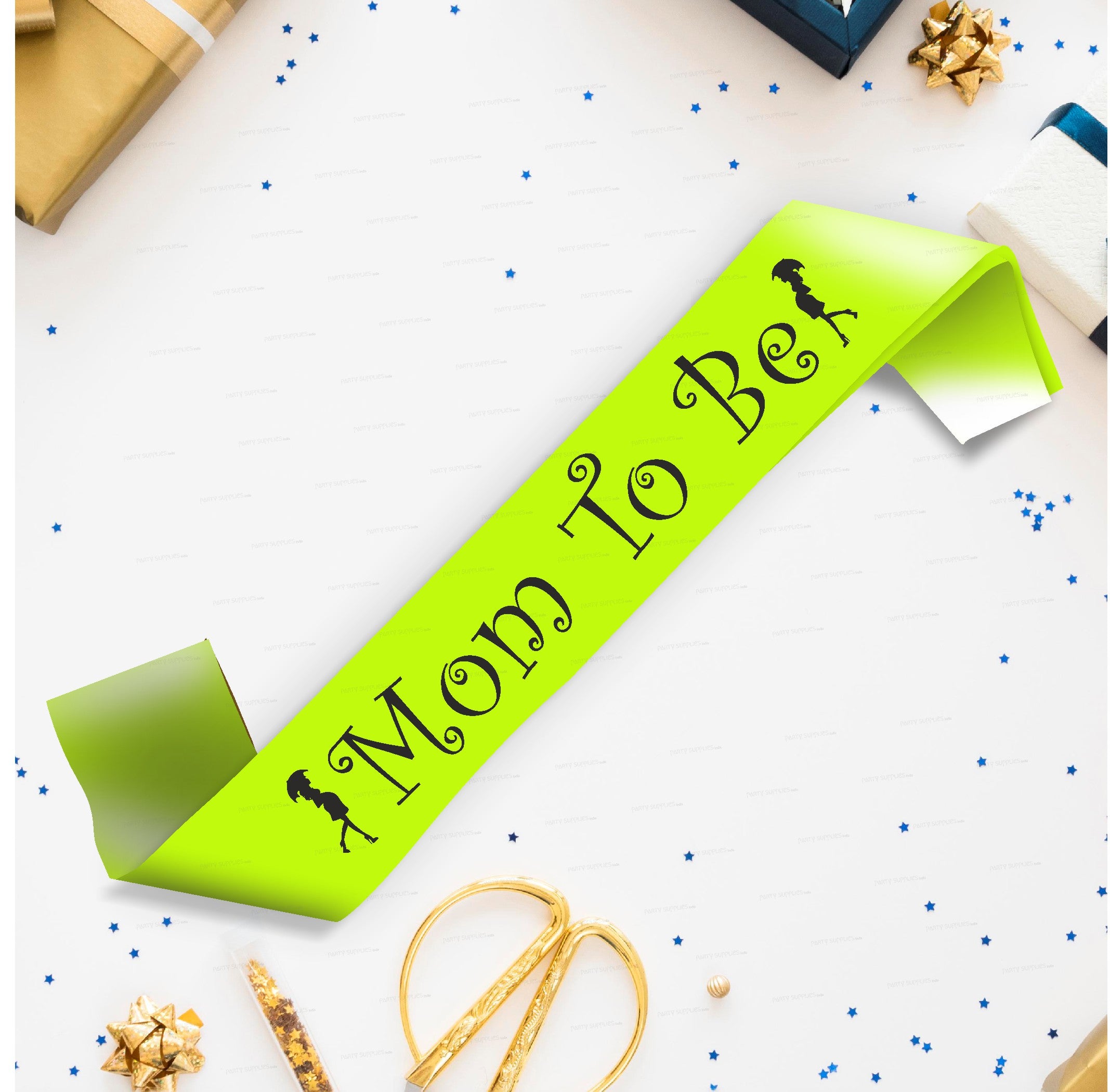 Mom to Be Neon Green Satin Party Sash