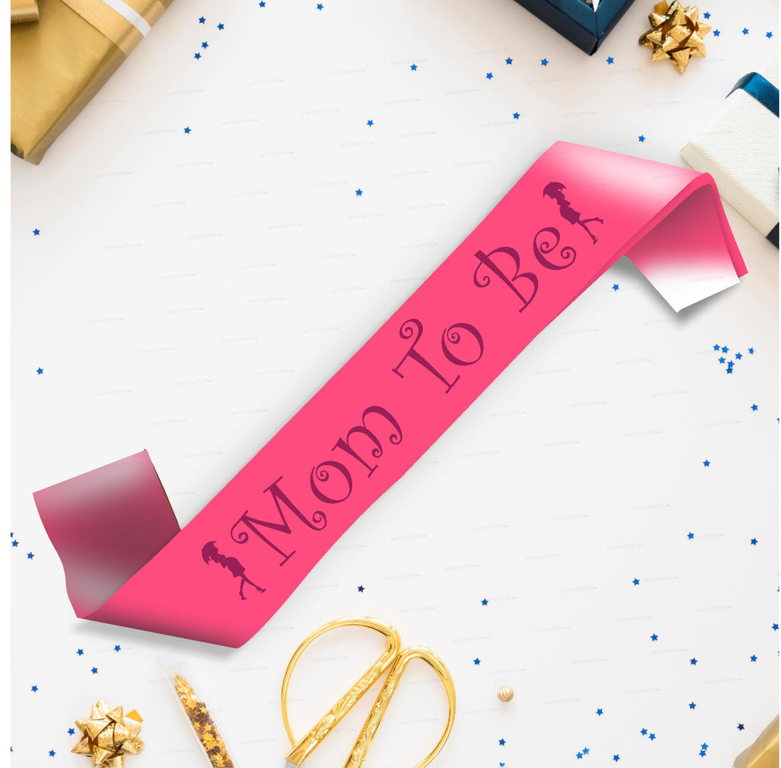 Mom to Be Neon Pink Satin Party Sash