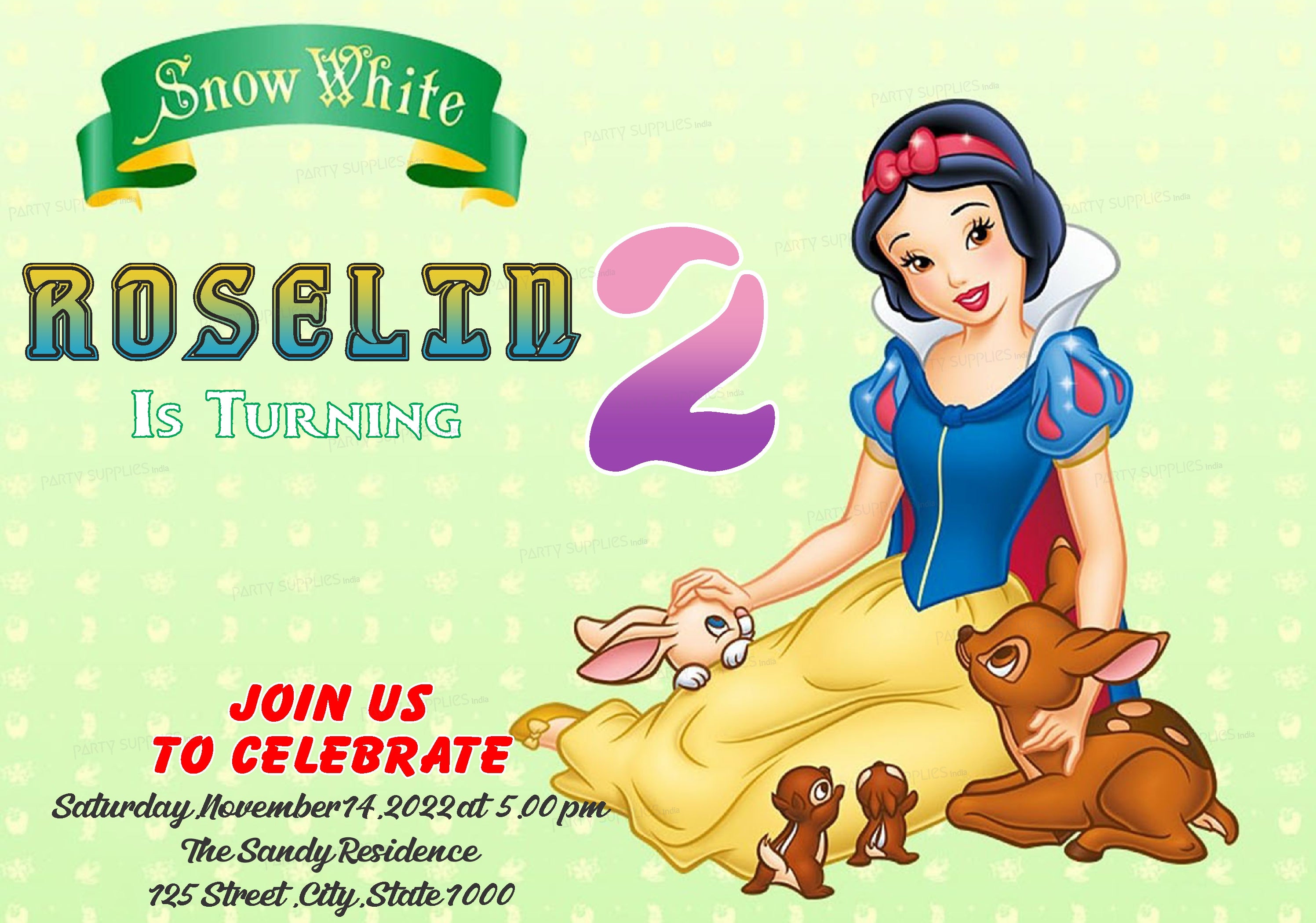 Snow And White Themes Customized Invite