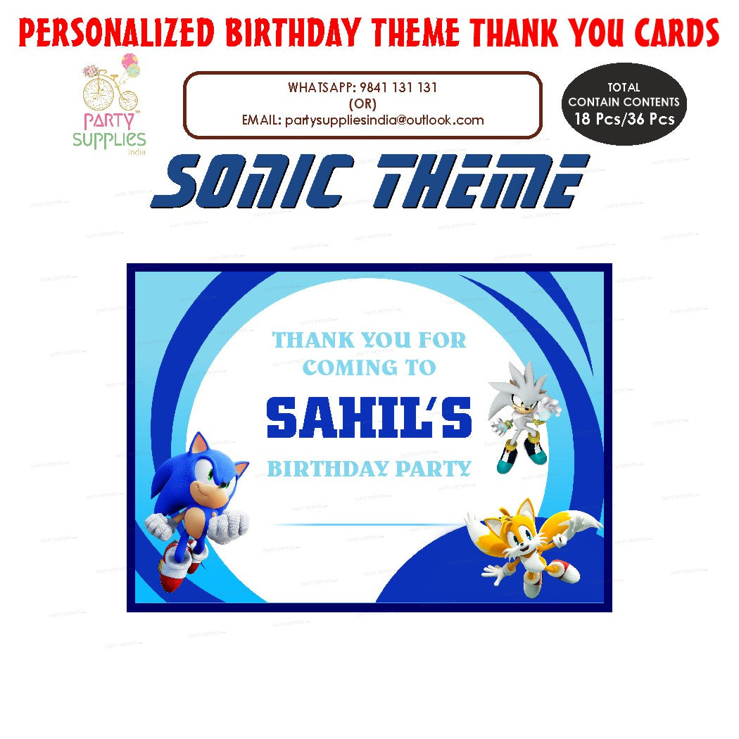 Sonic the Hedgehog Theme Thank You Card