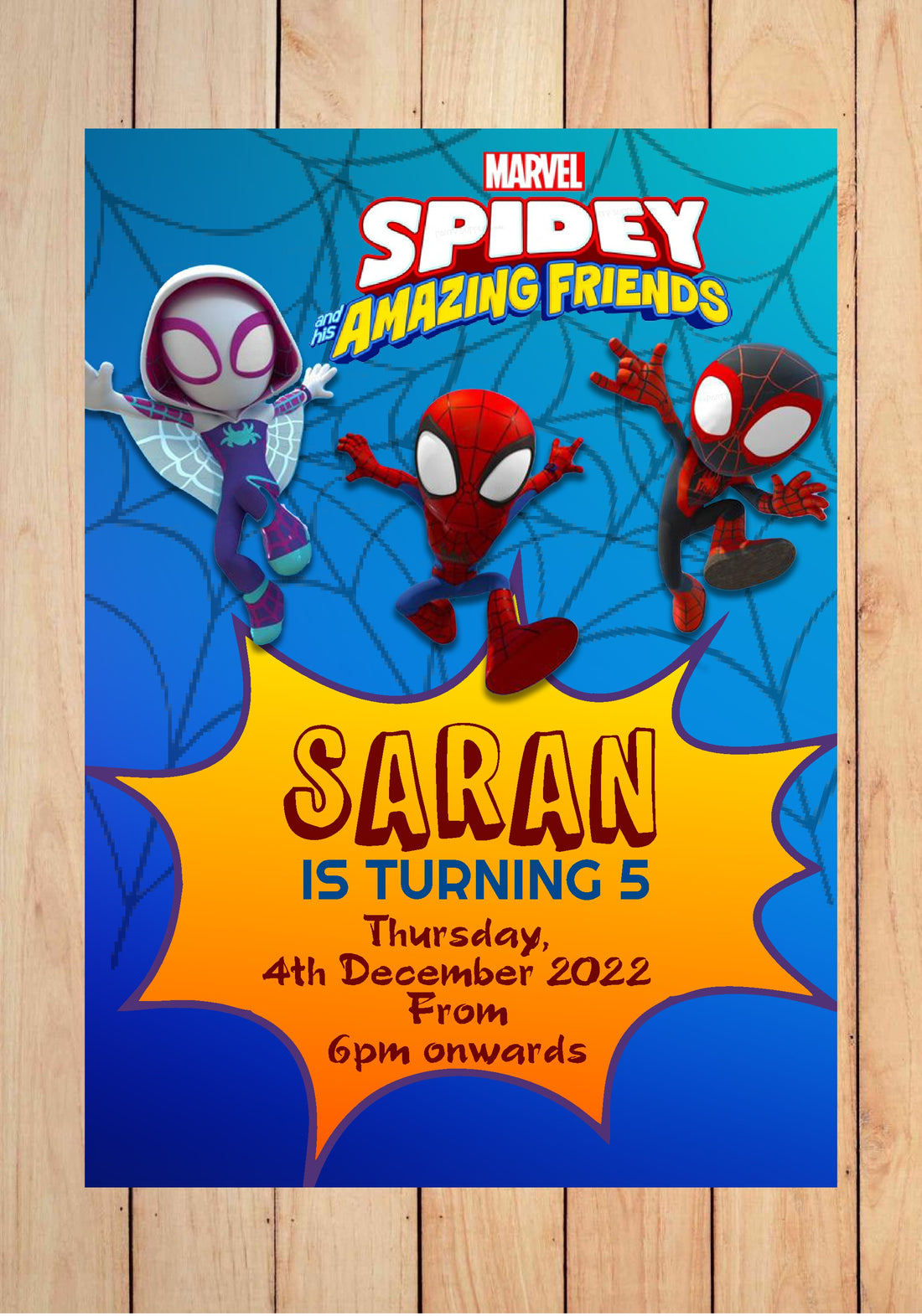 Spidey and his Amazing Friends Themes Customized Invite