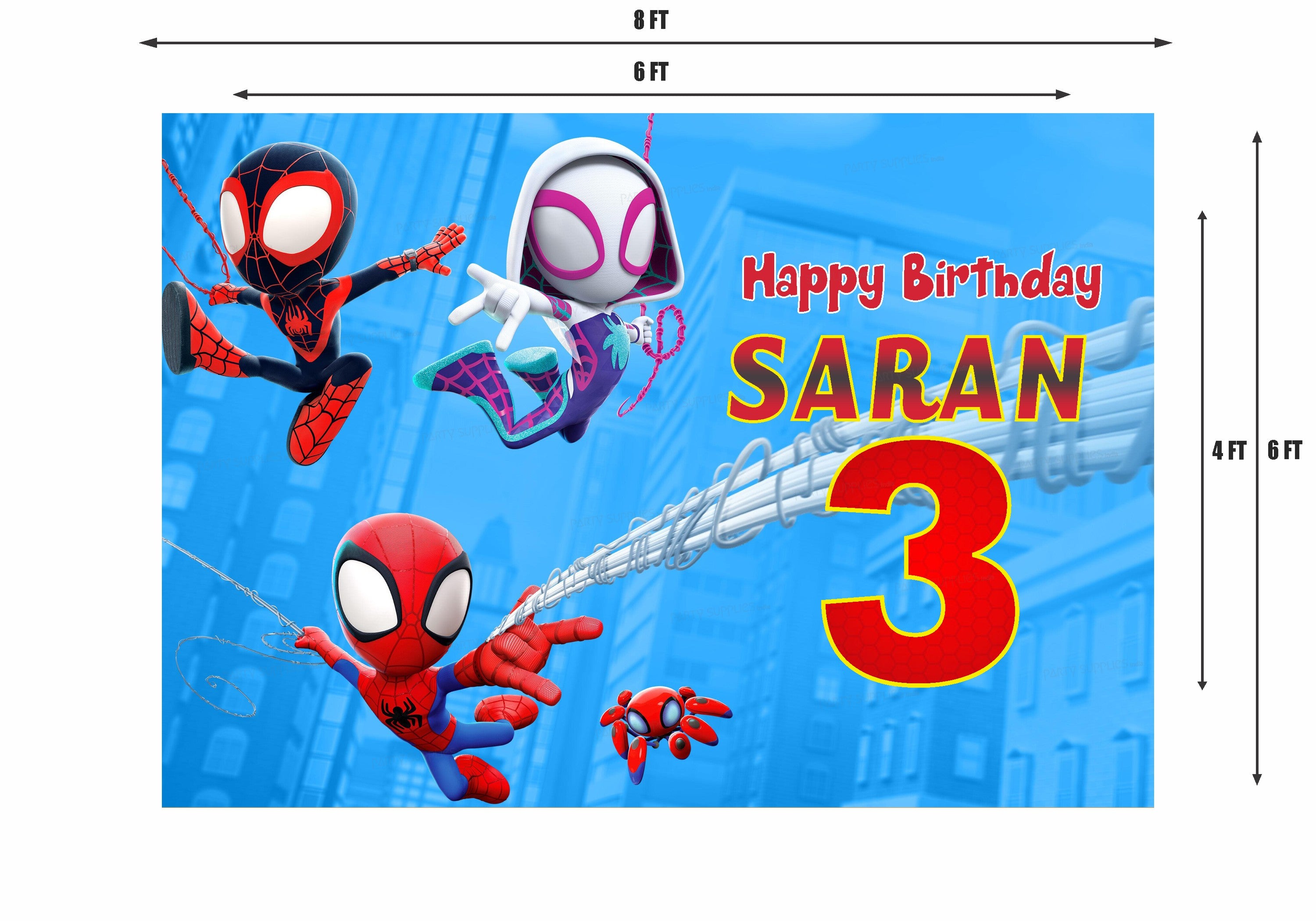 Spidey and his Amazing Friends Theme Customized Backdrop