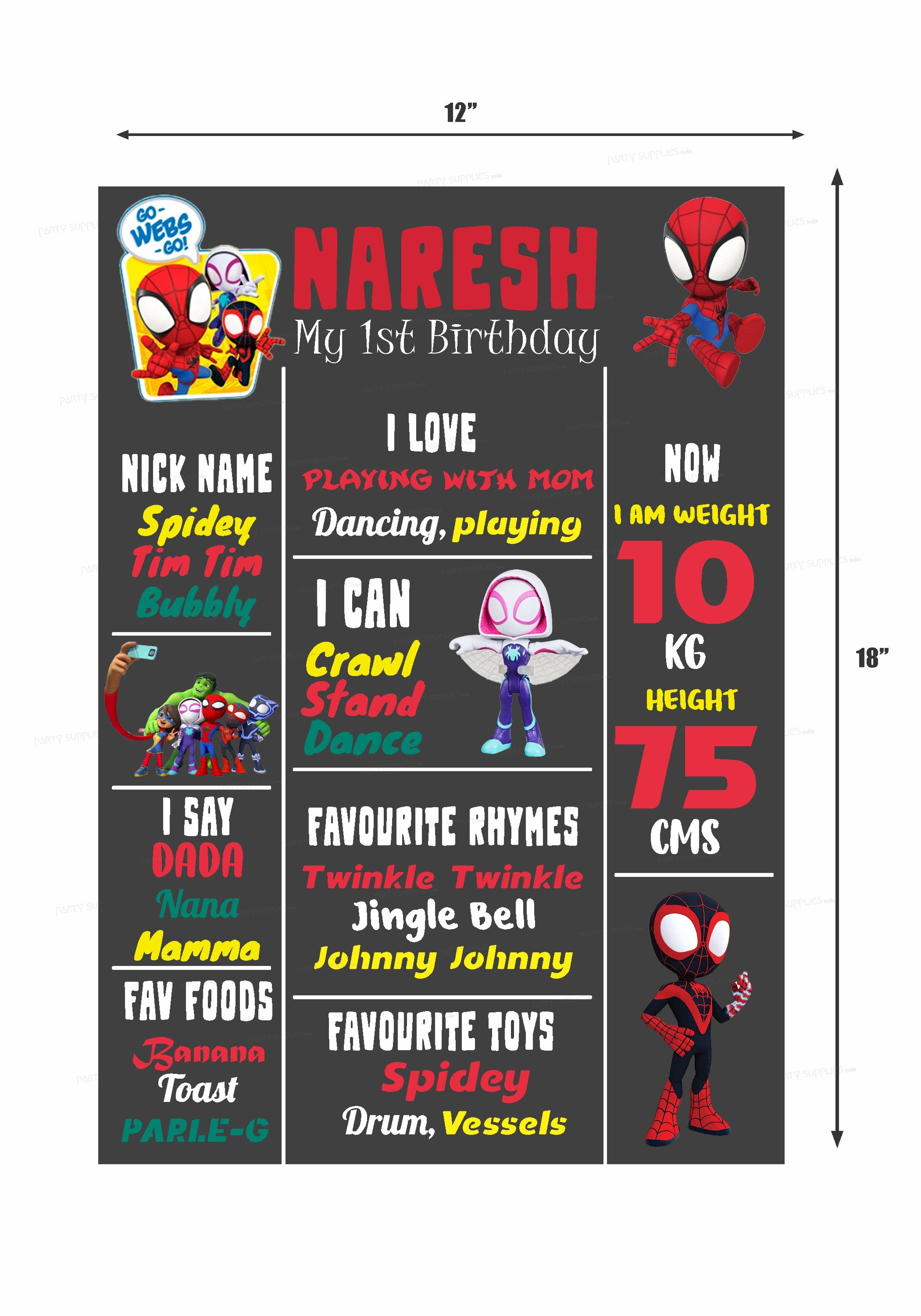 Spidey and his Amazing Friends Theme Chalk Board