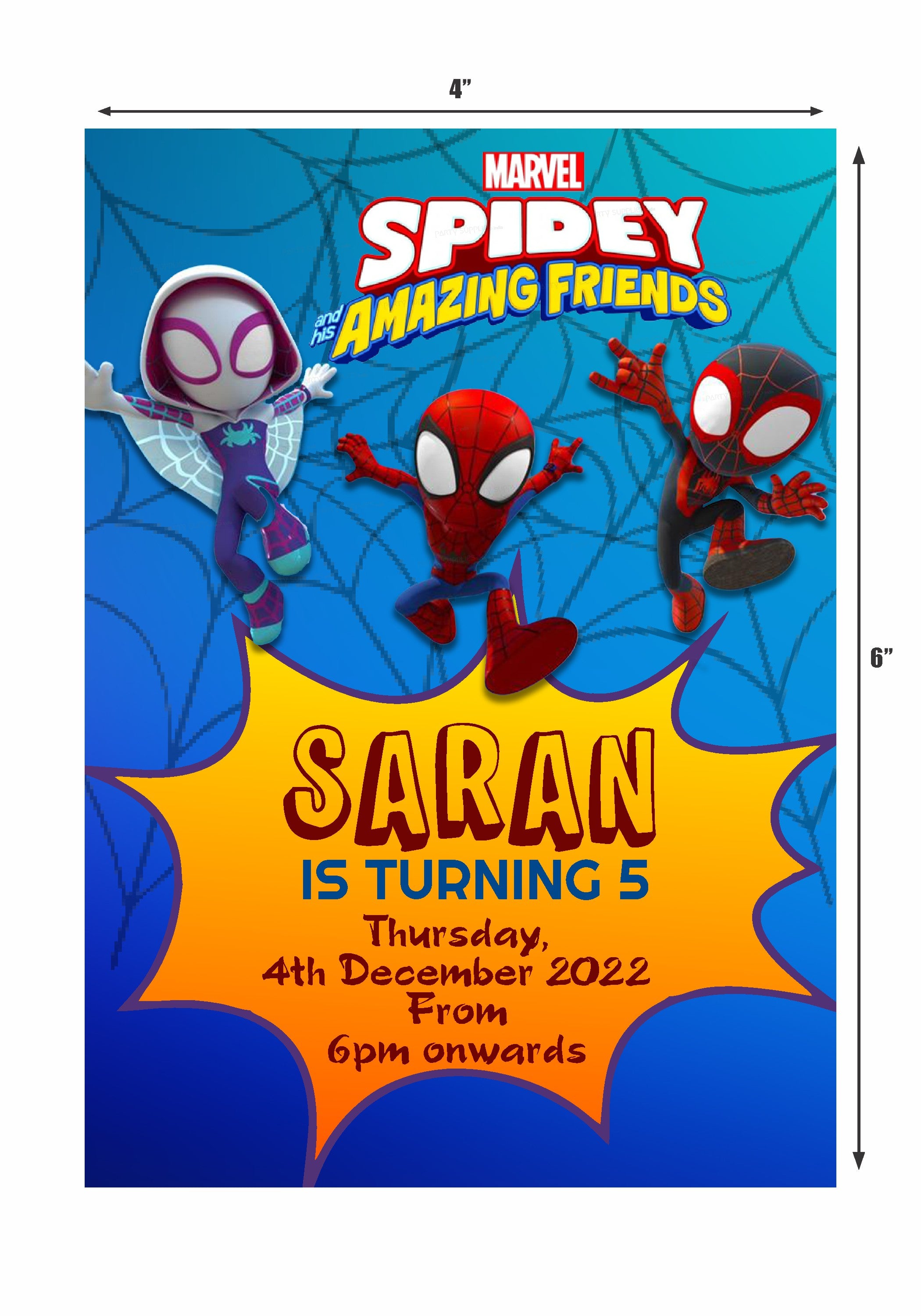 Spidey and his Amazing Friends Themes Customized Invite