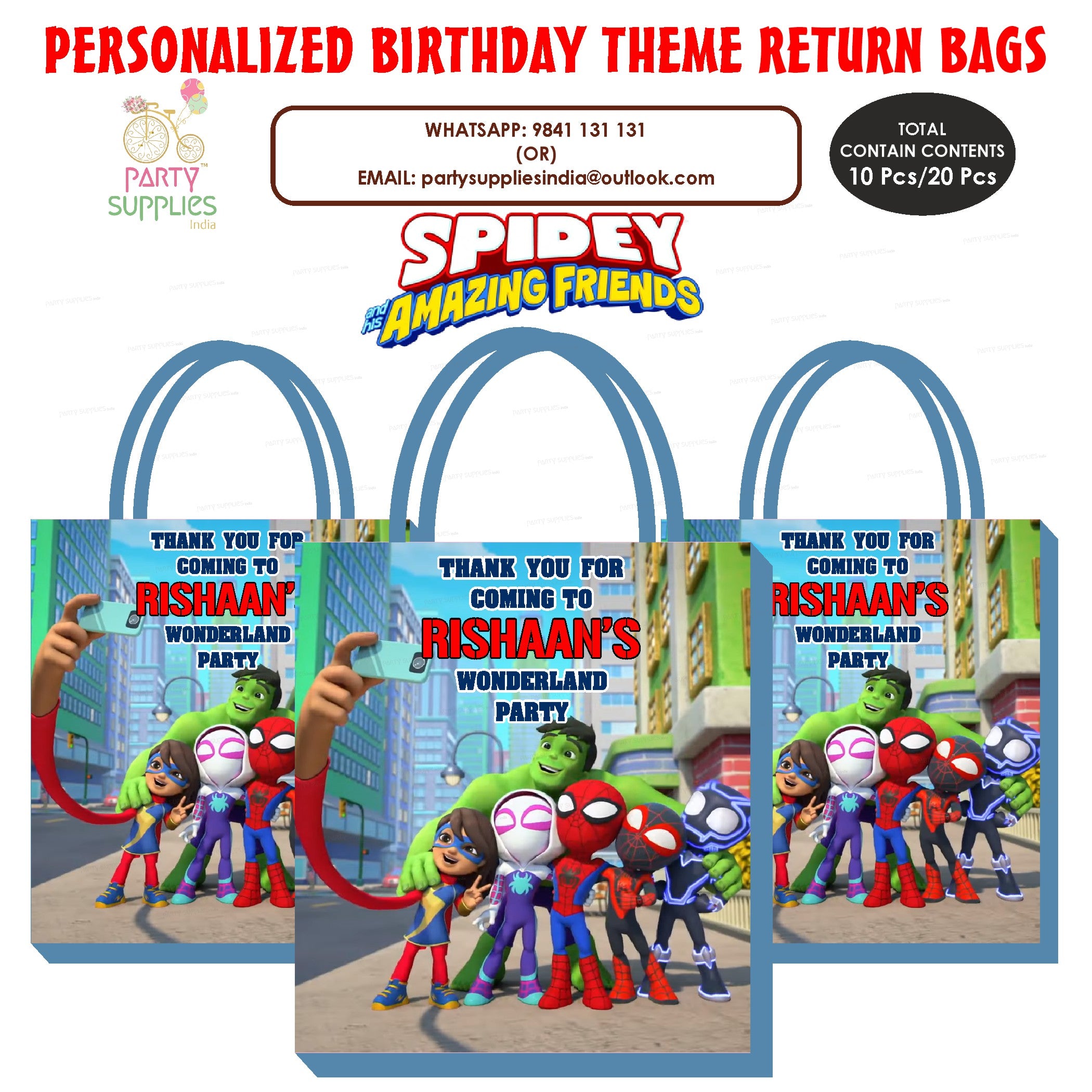 Spidey and his Amazing Friends Theme Return Gift Bag
